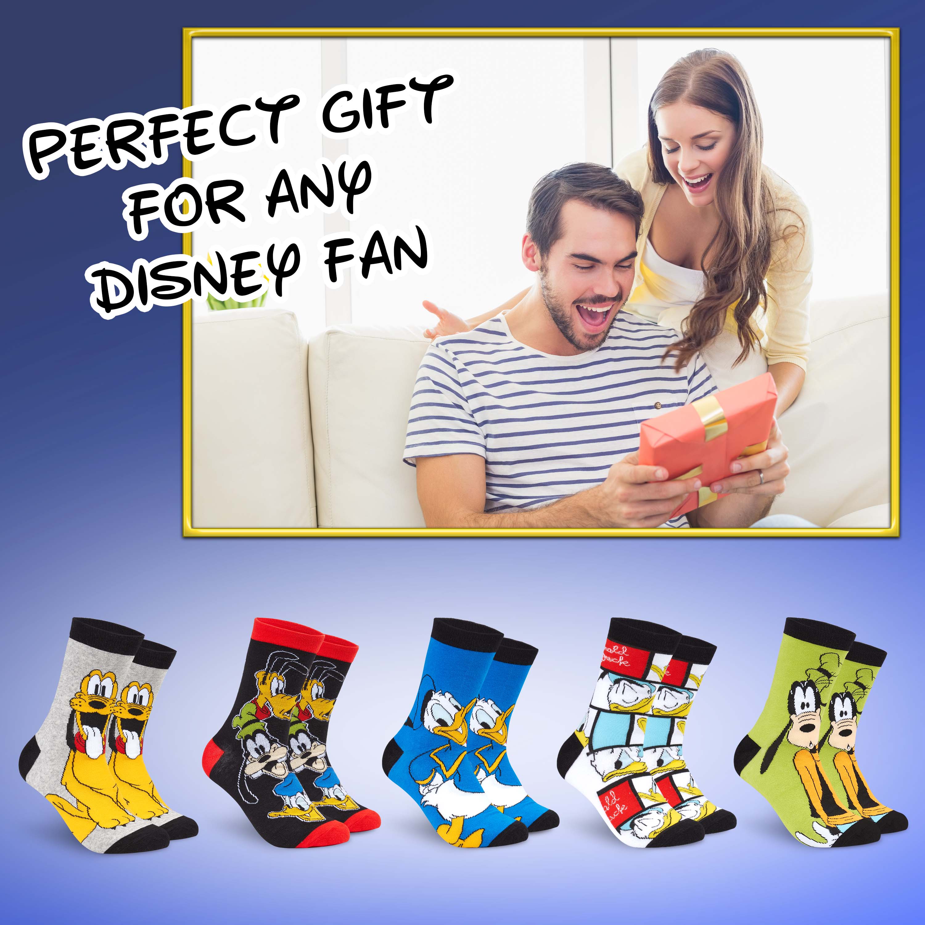 Disney Mens Socks, 5 Pack Novelty Socks, Pluto Donald Goofy Disney