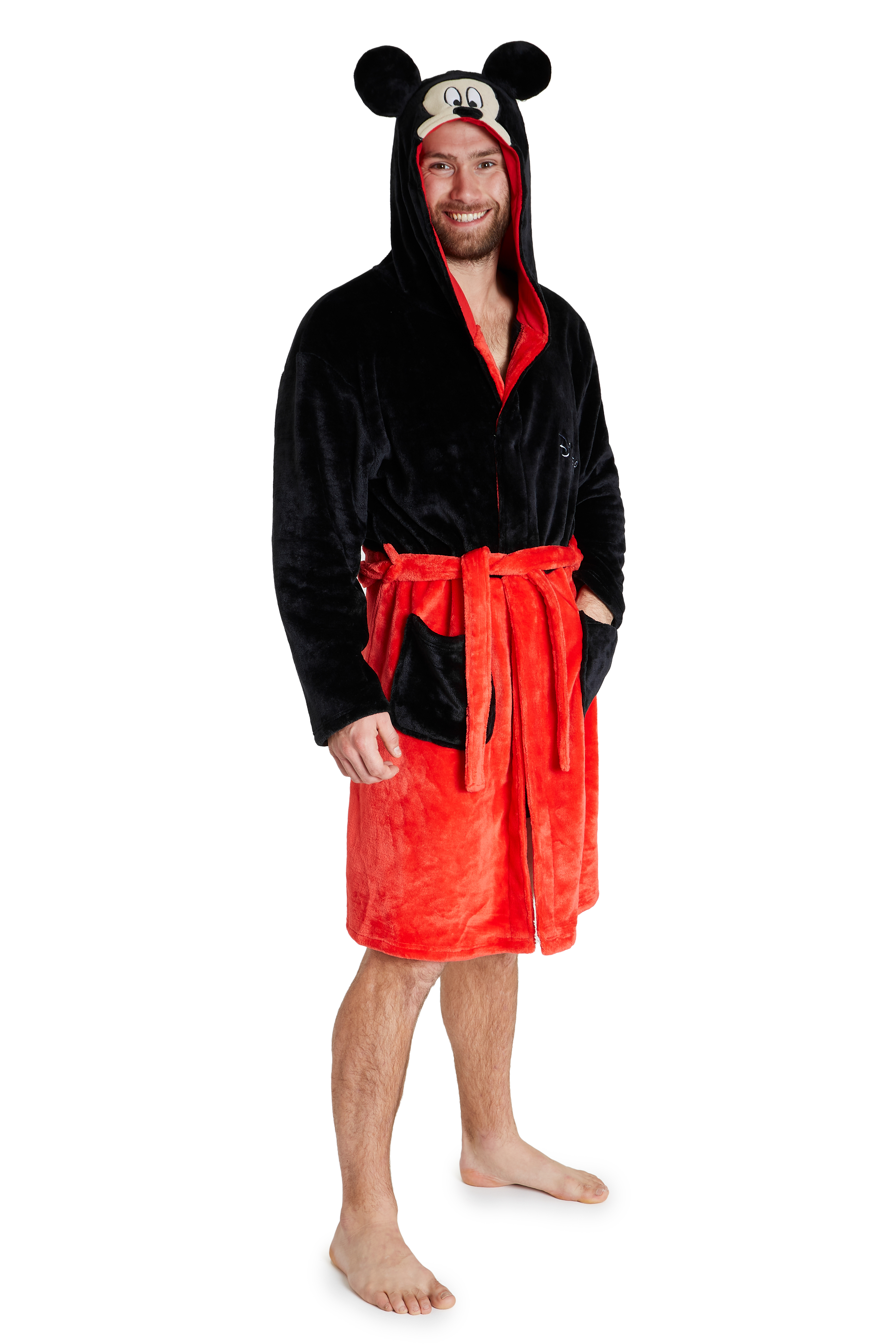 Disney Mickey Mouse Dressing Gown for Men, Mens Fleece Hooded Robe, Mens  Gifts