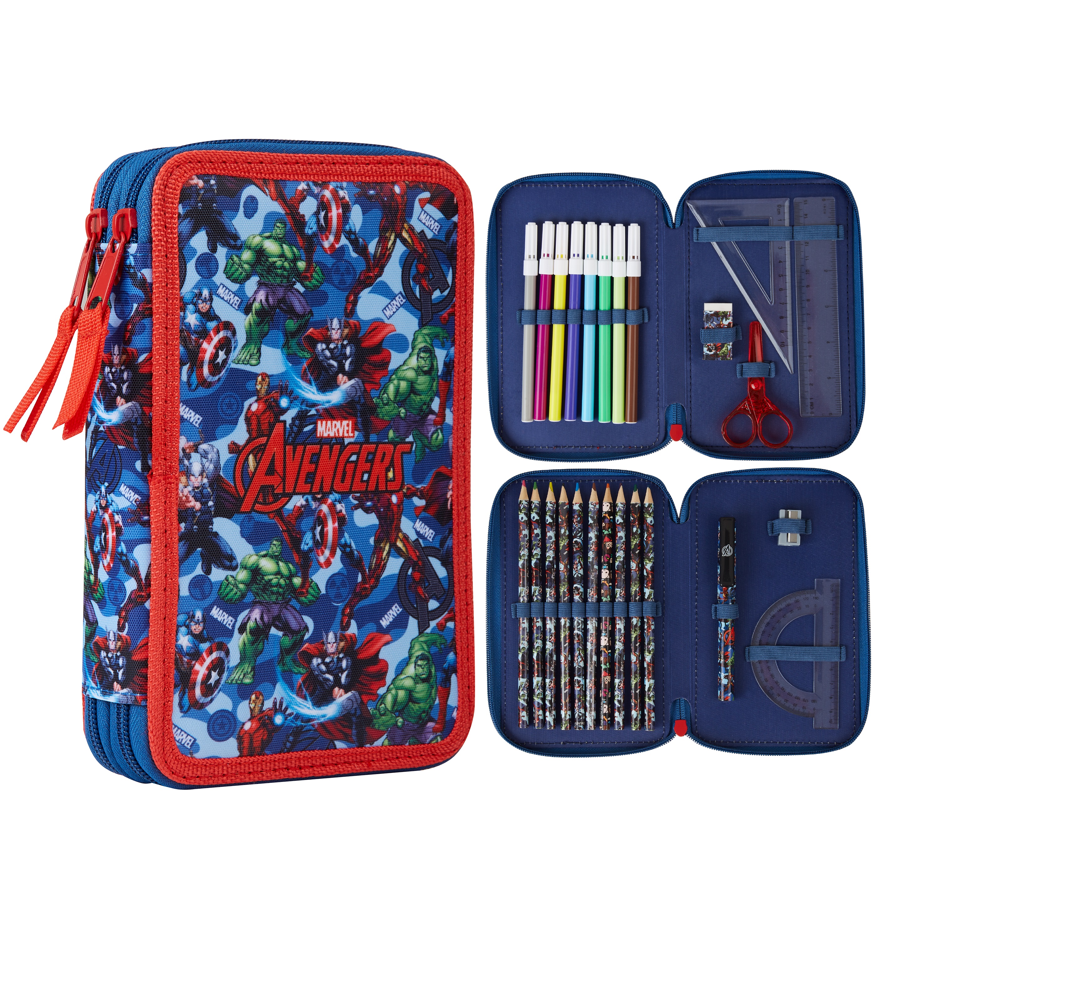 Marvel Large Filled Pencil Cases with Avengers Stationary Supplies for Boys