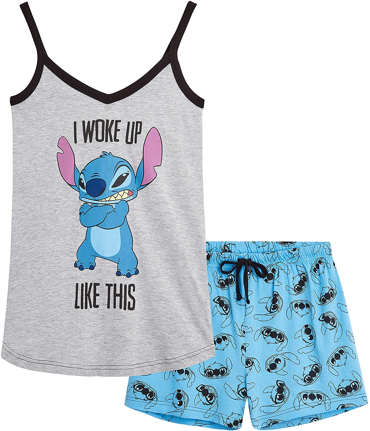 Disney Stitch Girls Pyjamas for Kids and Teens 2 Piece Nightwear Short PJs  for Girls Age 7-14 Eeyore and Stitch Gifts