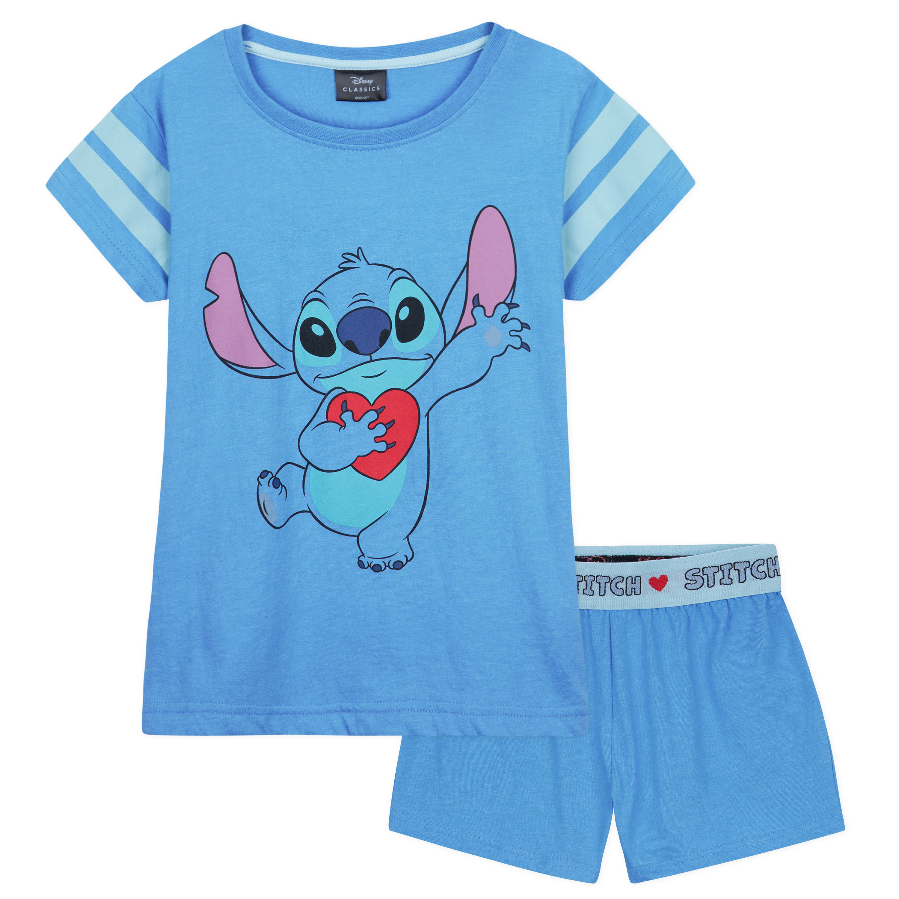 Disney Enfant Fille Pyjama Stitch 2 Pièces Décontracté Col Rond Manche  Courte