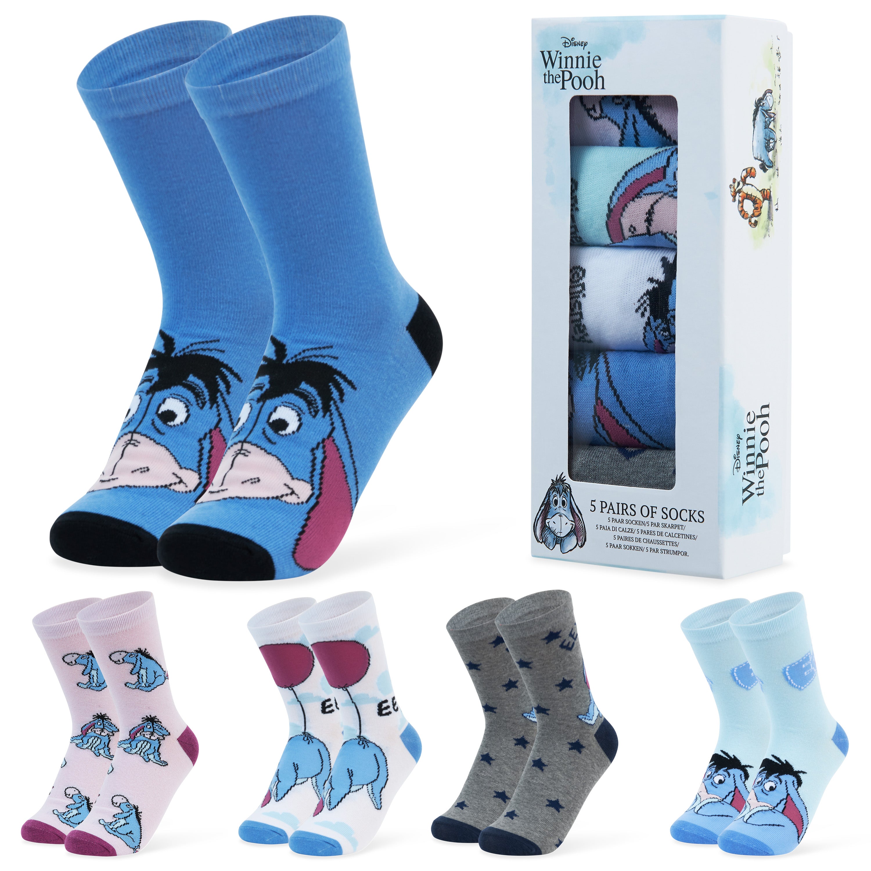 Disney Damen Socken 5 Pack Eeyore Socken Winnie The Pooh | eBay