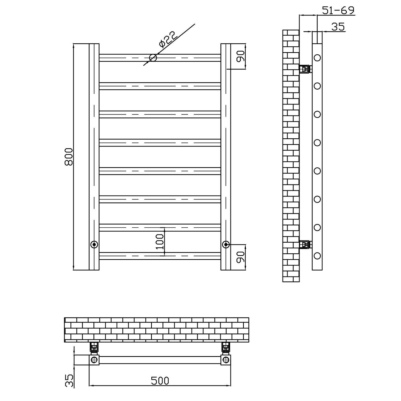 Brushed Bronze Heated Towel Rail Straight Bathroom Ladder Radiator - 3 Sizes image 5