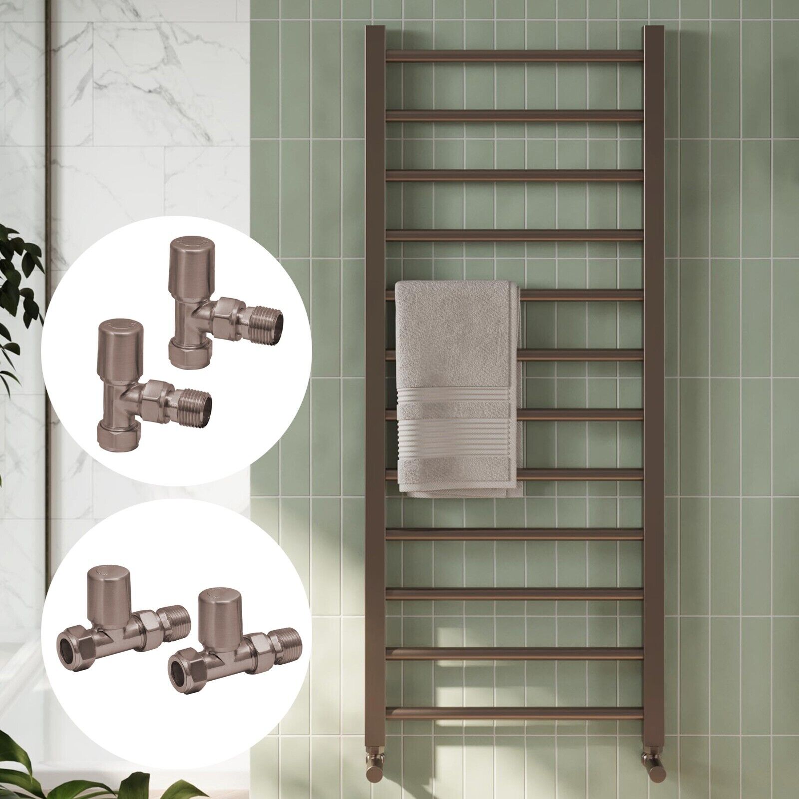 Brushed Bronze Heated Towel Rail Straight Bathroom Ladder Radiator - 3 Sizes image 1