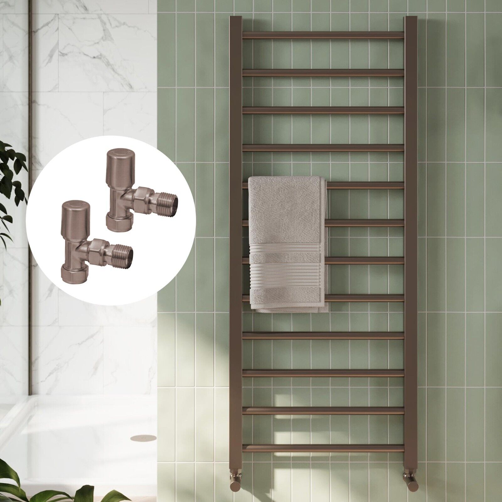 Brushed Bronze Heated Towel Rail Straight Bathroom Ladder Radiator - 3 Sizes image 4