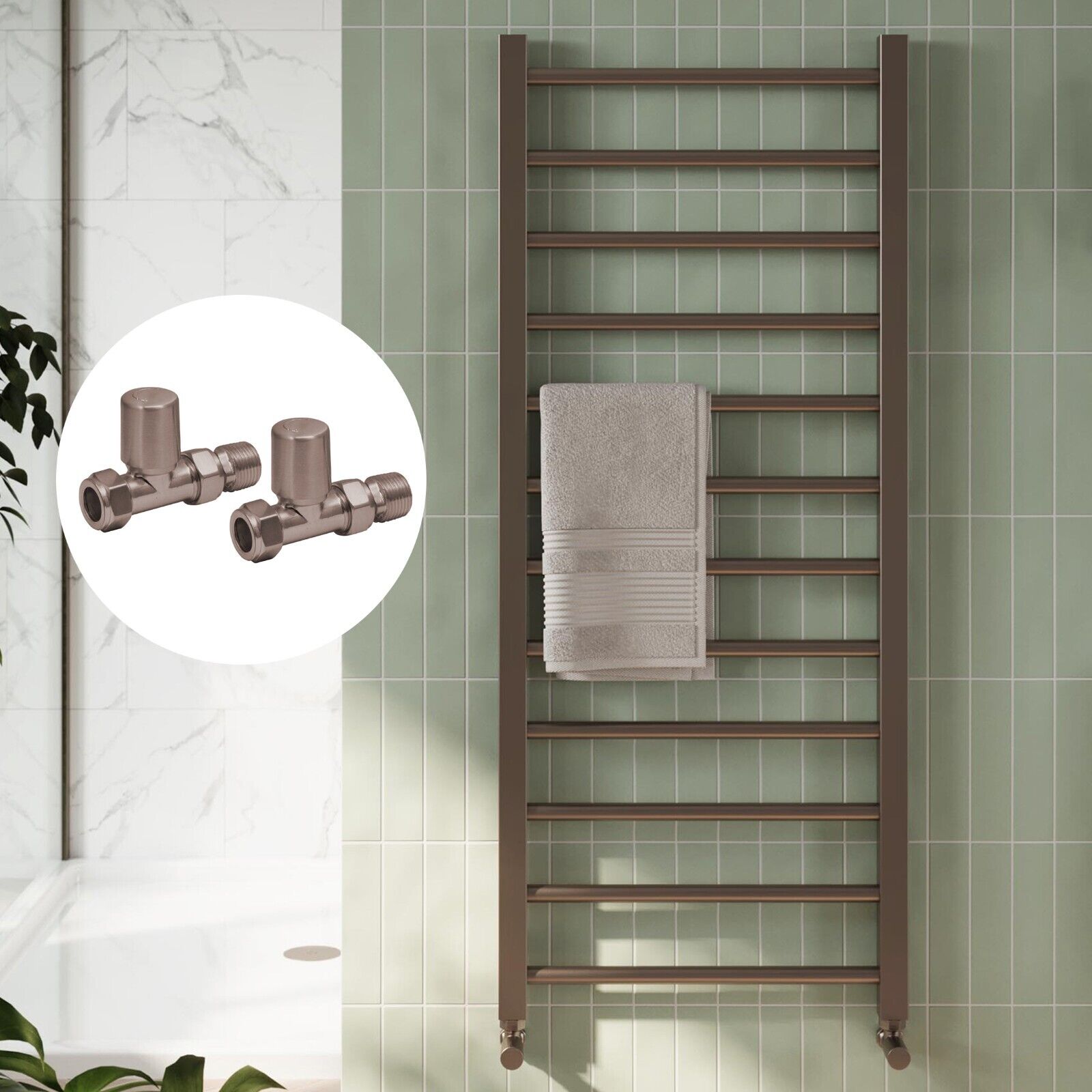 Brushed Bronze Heated Towel Rail Straight Bathroom Ladder Radiator - 3 Sizes image 6
