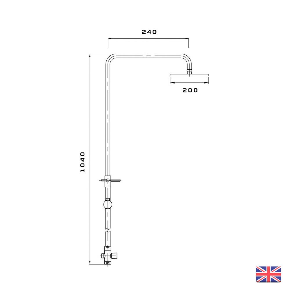 3 Way Rigid Riser Shower Rail Kit & Diverter Bath Shower Mixer Taps Round Square image 3