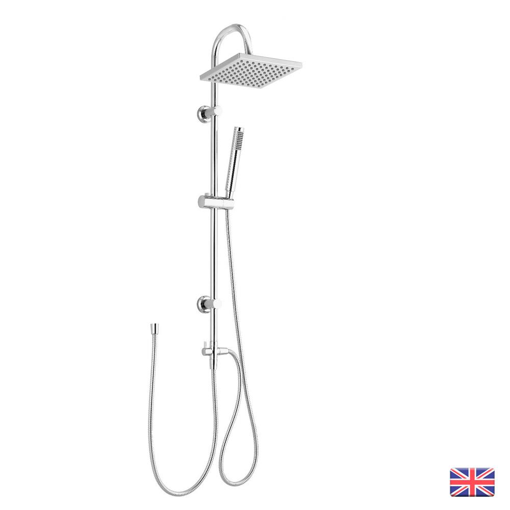 3 Way Rigid Riser Shower Rail Kit & Diverter Bath Shower Mixer Taps