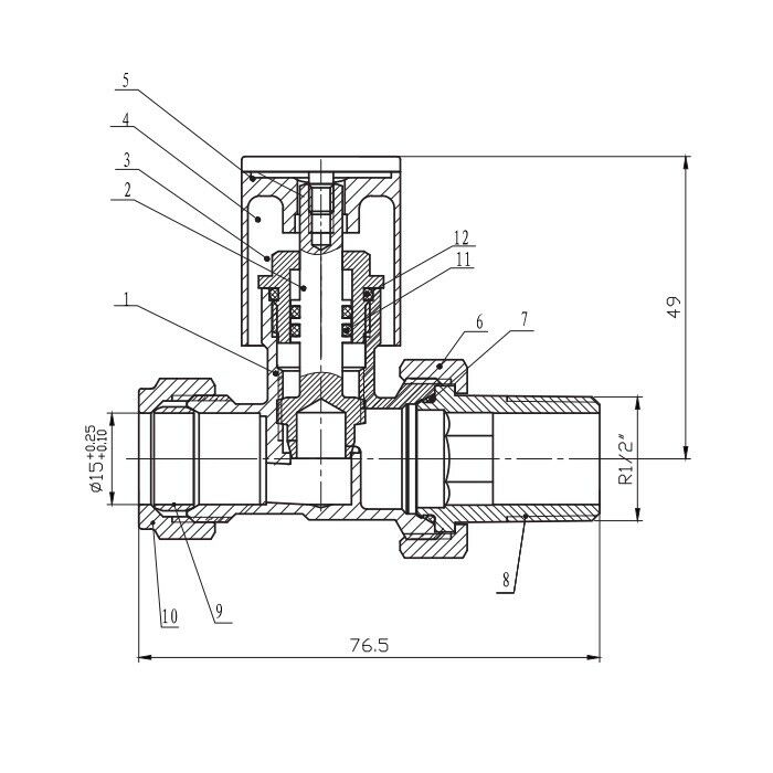 Radiator Valves Straight Rad Towel Rail Pair 15mm x 1/2