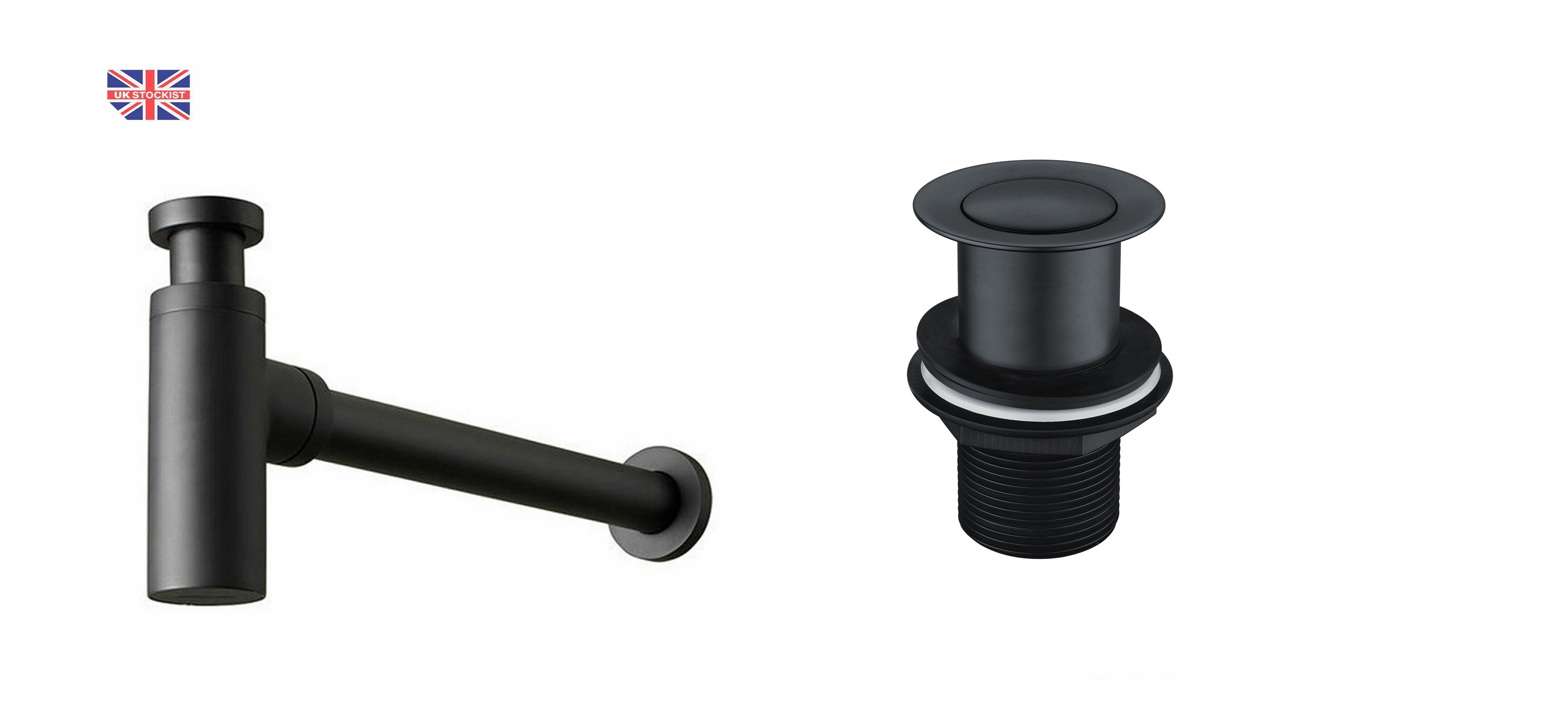 Bottle Trap adjustable including Basin Clicker Waste (UNSLOTTED) Black Modern image 5