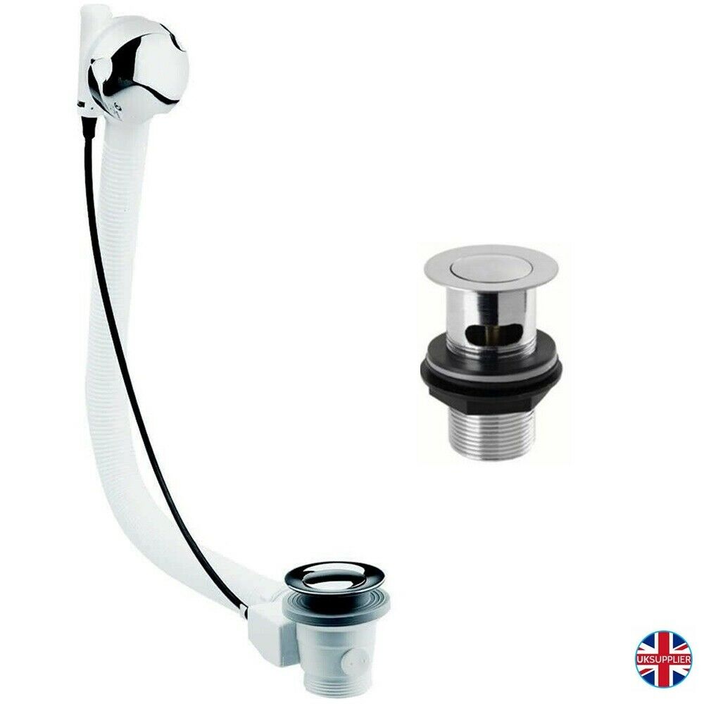 Bath & Basin Sink Waste Easy Clean Pop Up Click Clack Plug Chrome Overflow Trap