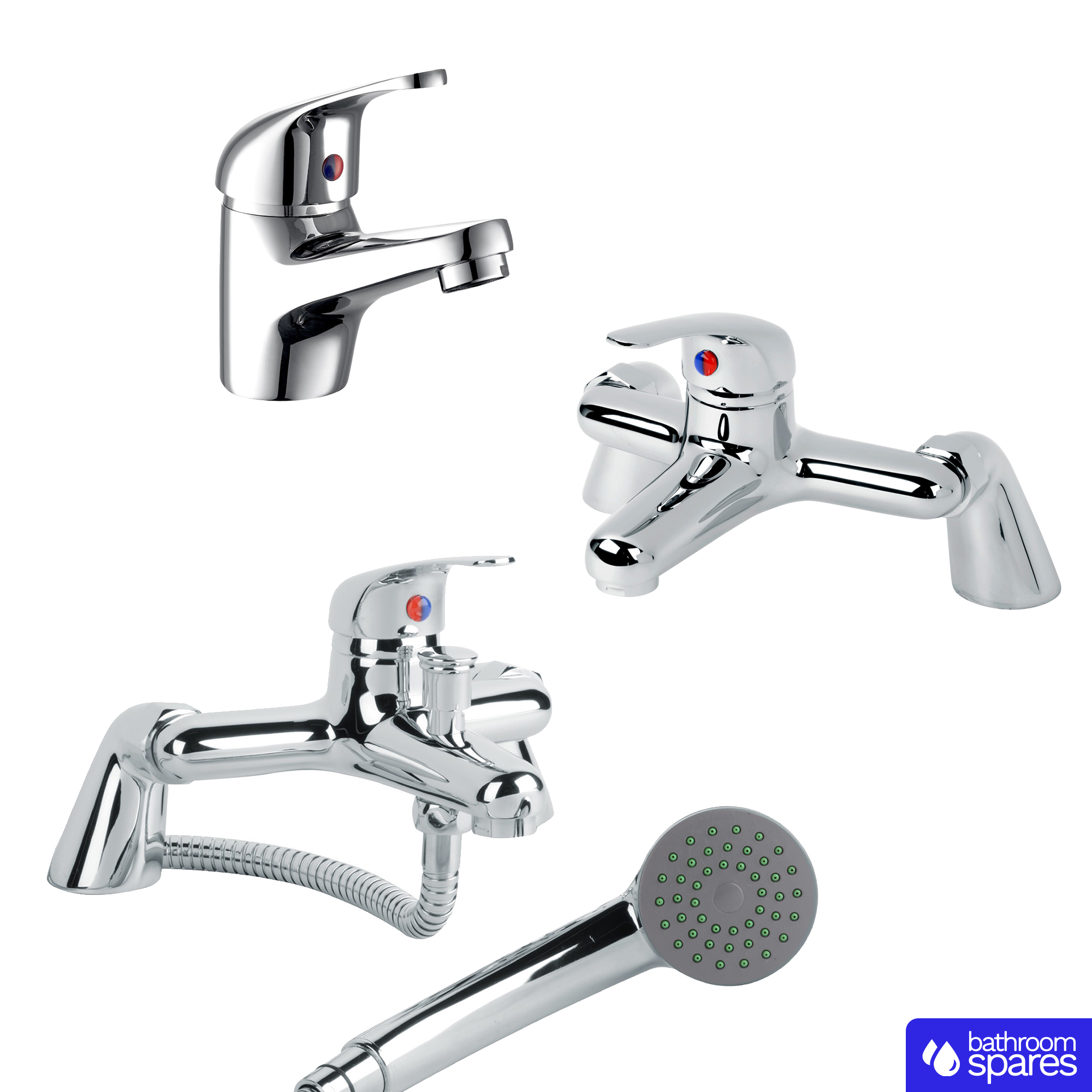Bathroom Taps Set Modern Mono Basin Sink Mixer Bath Filler Shower Mixer Chrome image 1
