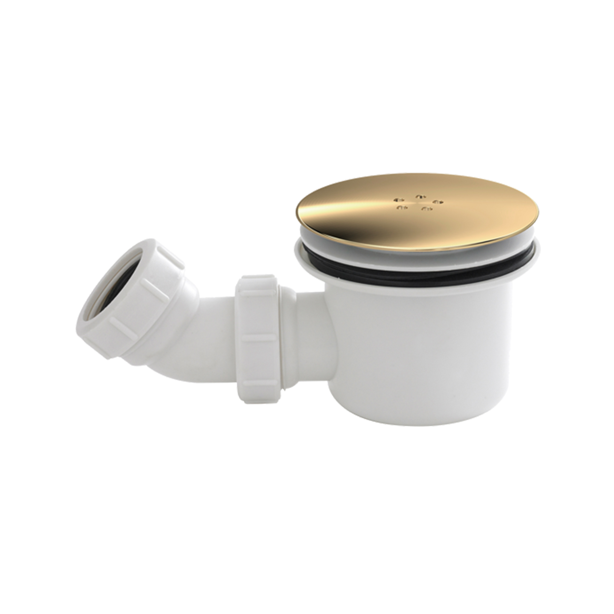 Brushed Brass 90mm Hi-Flow Fast Shower Tray Waste Trap Dome Cover Easy Clean image 1