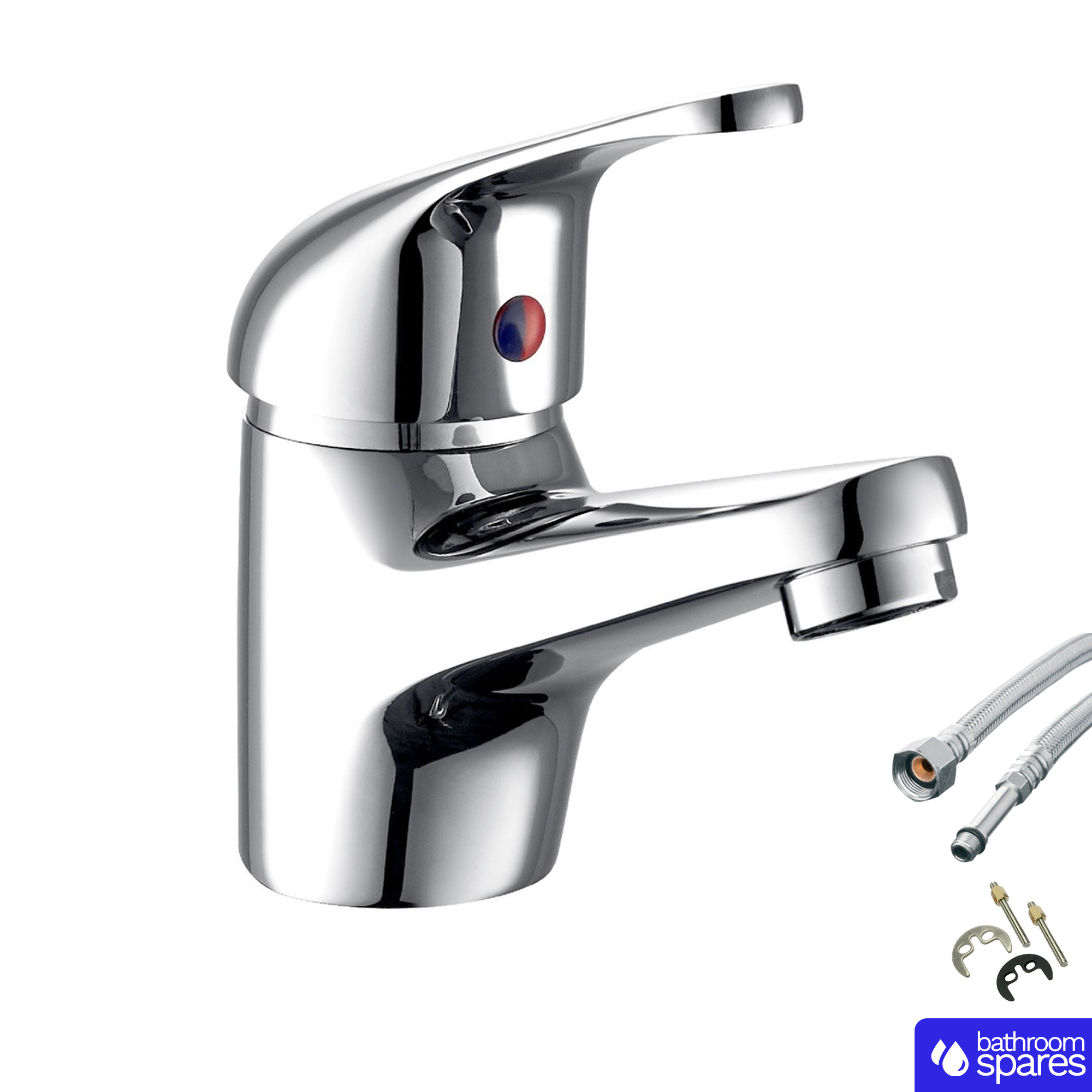 Basin Tap Mono Sink Mixer Modern Bathroom Single Lever Brass Chrome with Fixings image 1