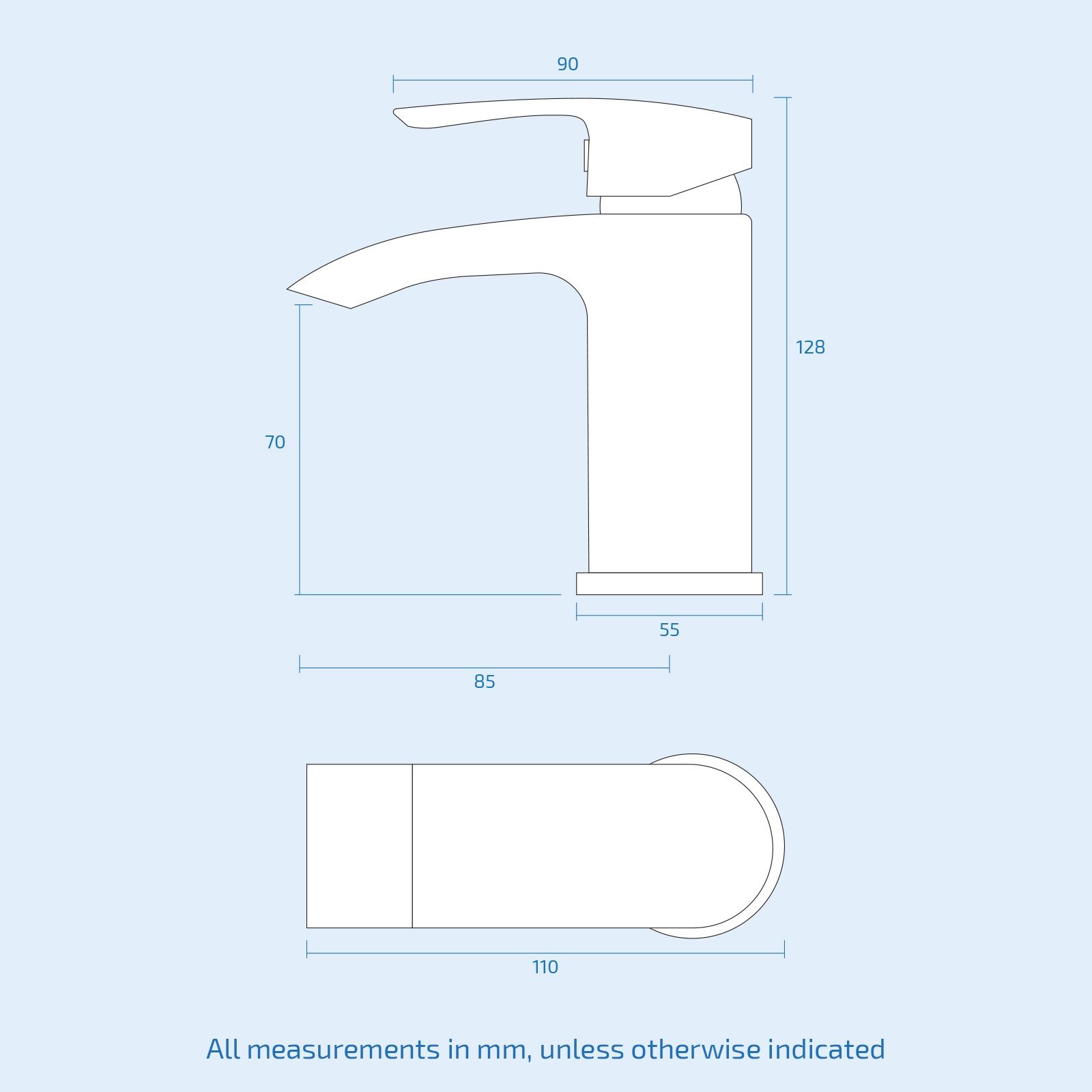 Modern Basin Sink Tap Square Mixer Chrome Small Mono Luxury Bathroom Cloakroom image 4