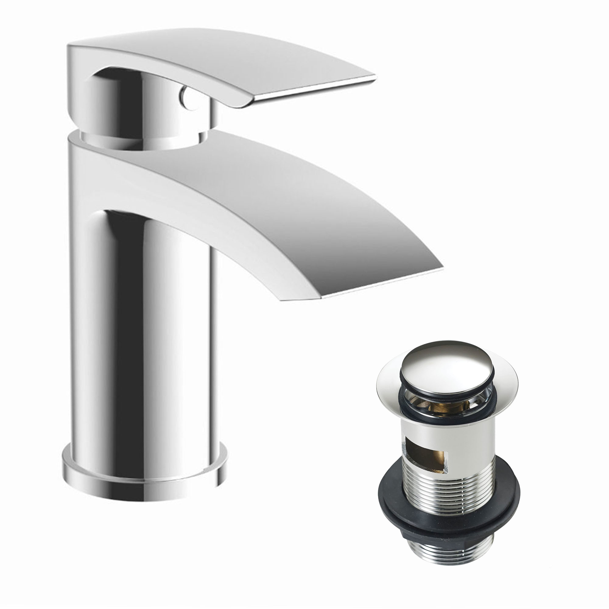 Modern Basin Sink Tap Square Mixer Chrome Small Mono Luxury Bathroom Cloakroom image 1