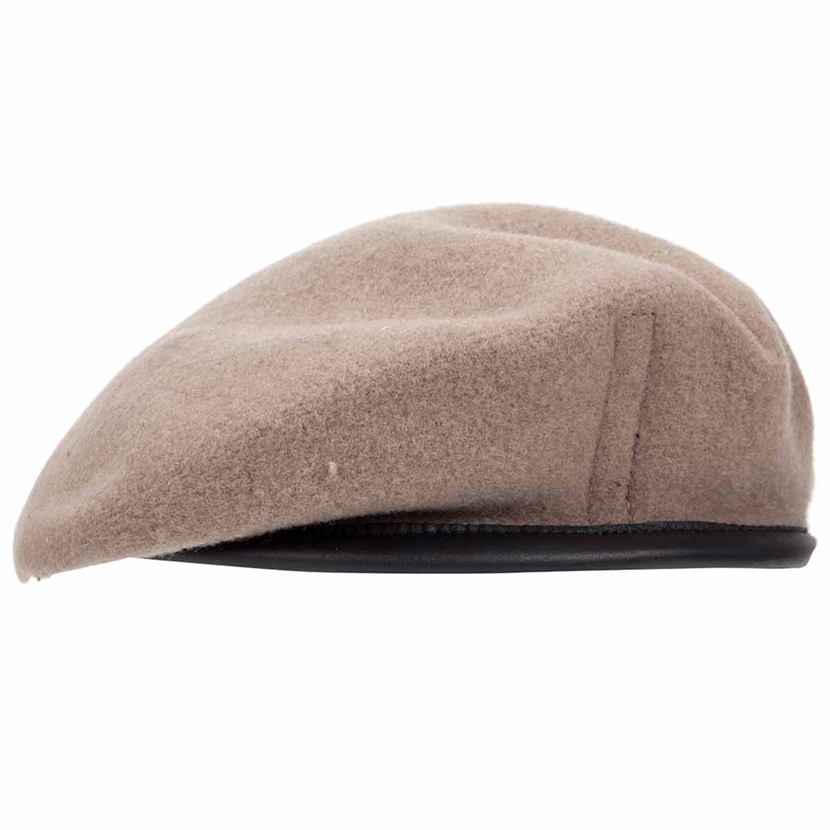 Military Beret 100% Wool Leather Banded Silk Lined Army Cadet Hat Cap 7 Colours 