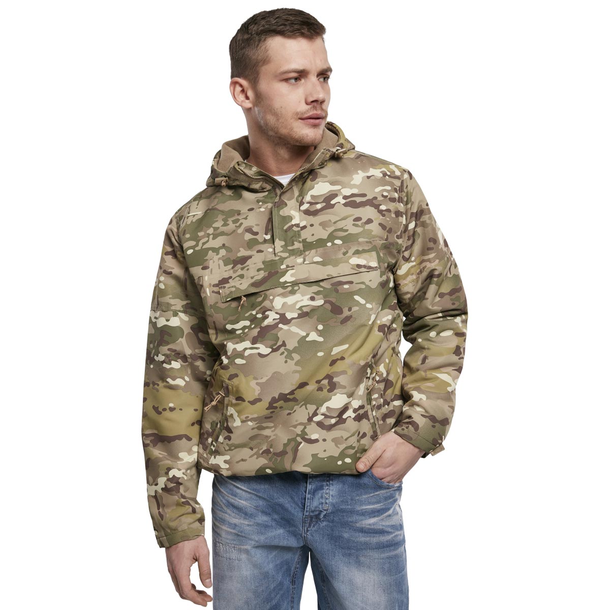 Brandit Windbreaker Windproof Water Resistant Fleece Lined Hooded Anorak Jacket - Picture 15 of 17