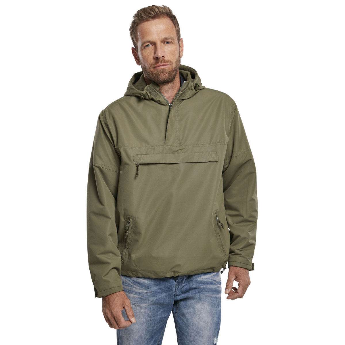 Brandit Windbreaker Windproof Water Resistant Fleece Lined Hooded Anorak Jacket - Picture 7 of 17