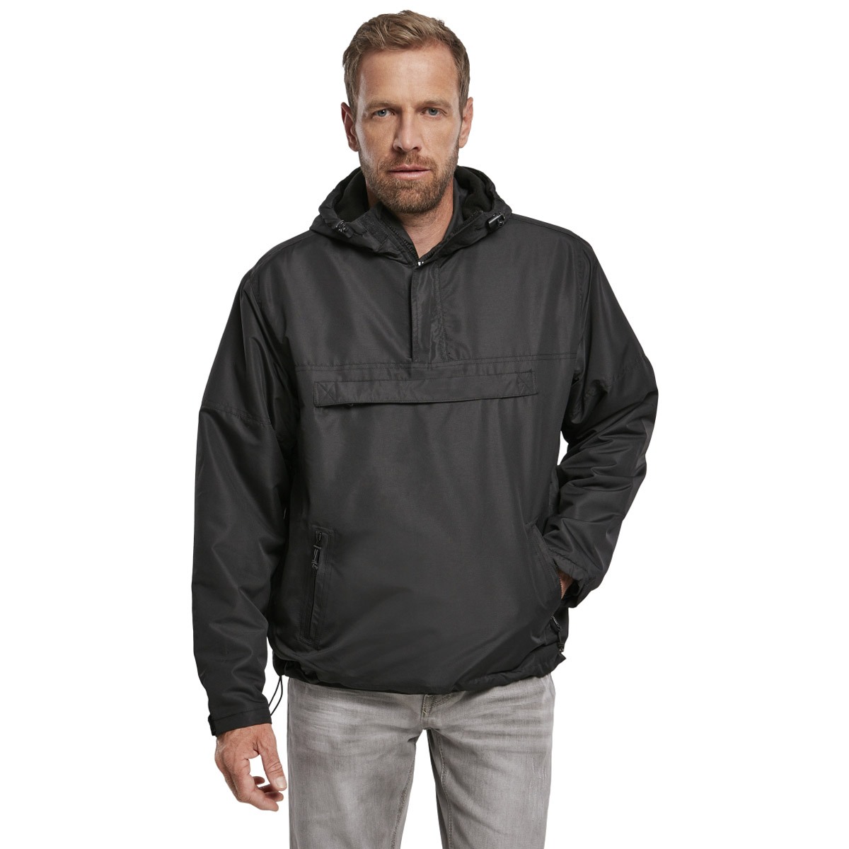 Brandit Windbreaker Windproof Water Resistant Fleece Lined Hooded Anorak Jacket - Picture 3 of 17