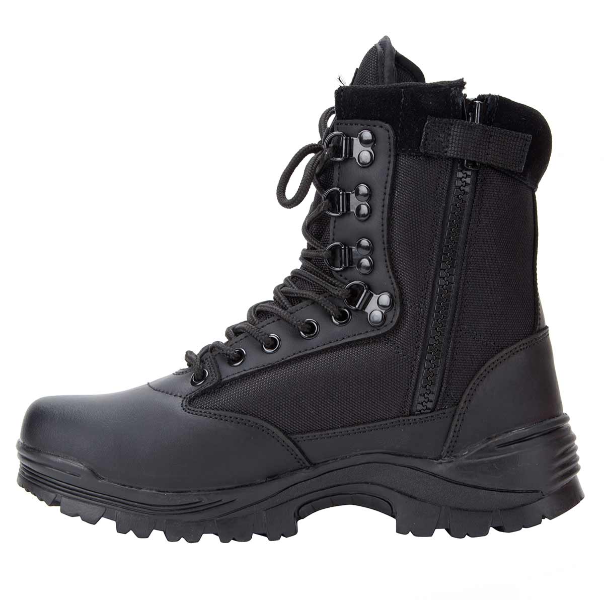 Mens Black Tactical Side Zip Boots Security Military Police Patrol