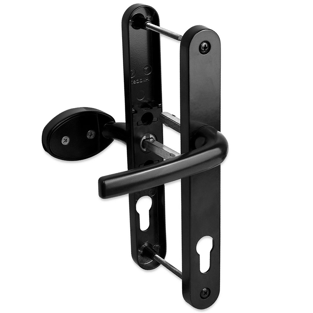 uPVC Door Handle 92mm 62mm Offset Lever Pad 215mm Fixings Sprung Pair Patio PVC