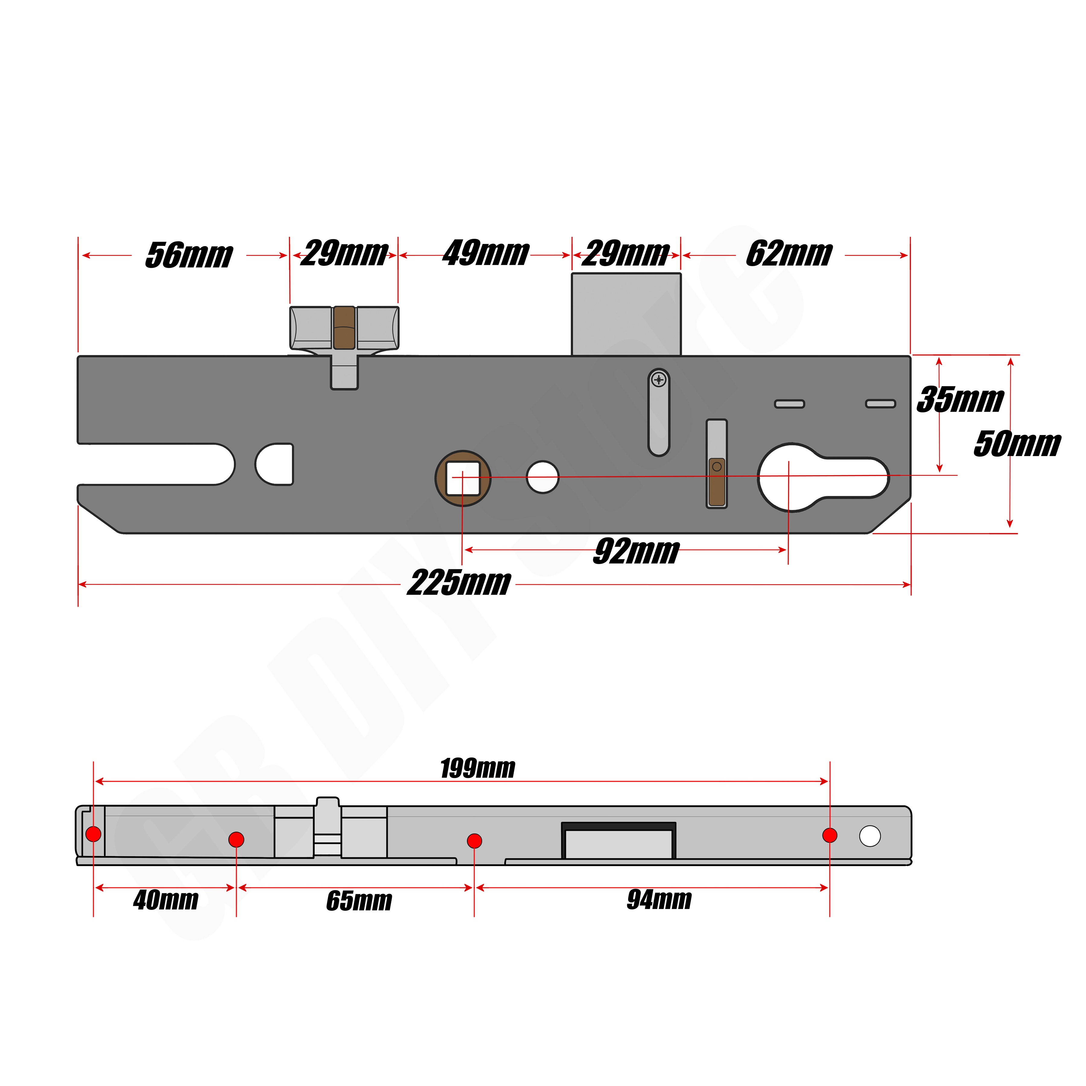 Maco uPVC Door Lock Old Style Replacement Gearbox Lock Centre Case 35mm
