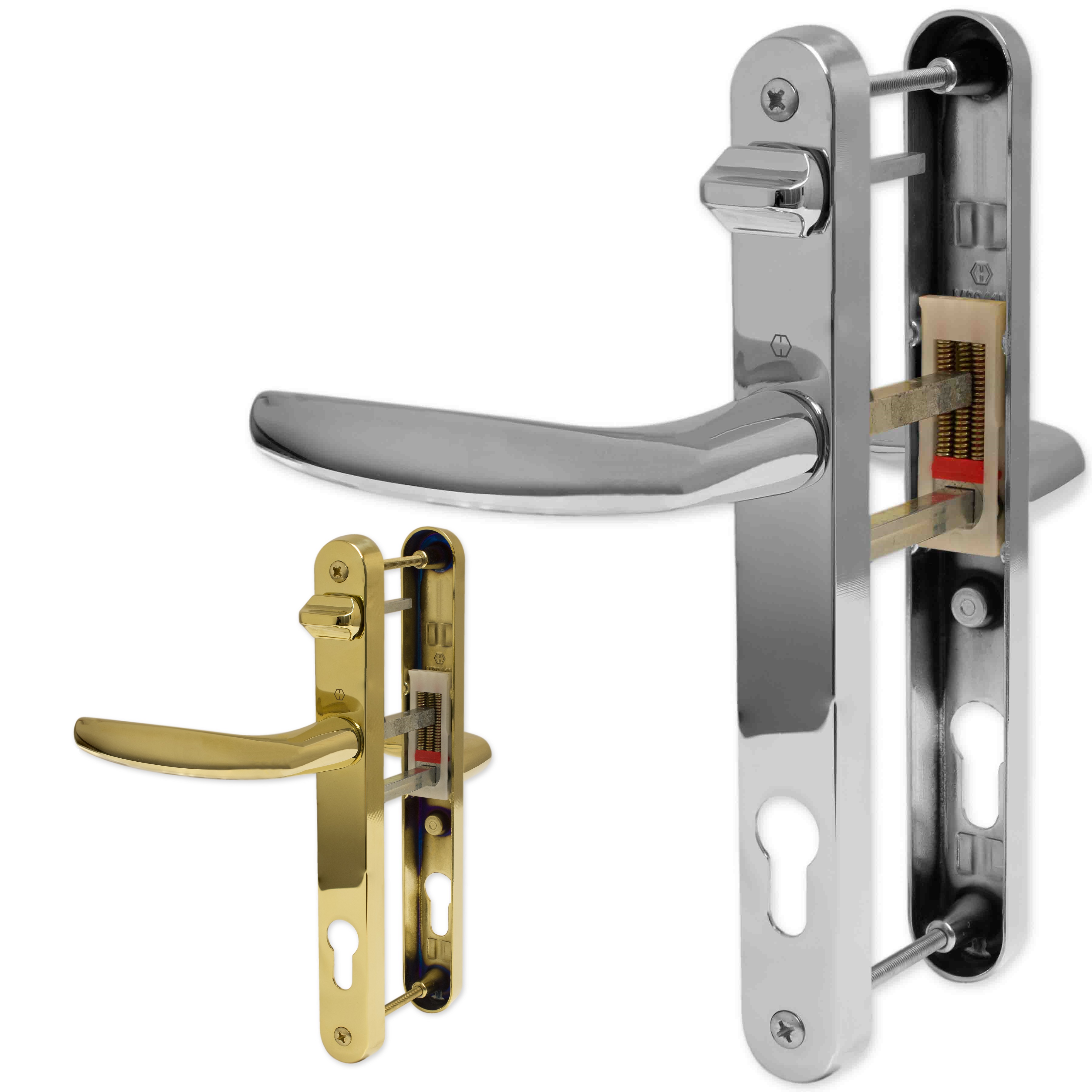 UPVC Door Handle Hoppe Sprung 92mm / 62mm Offset PZ With Snib Lever