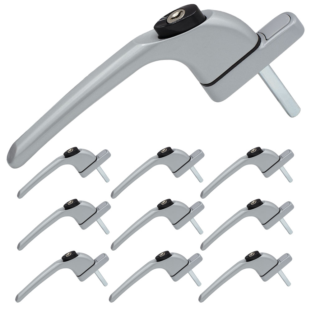 10 x PVC Fenstergriff Universal Espag Schlüssel abschließbar für Doppelverglasung - Bild 11 von 11