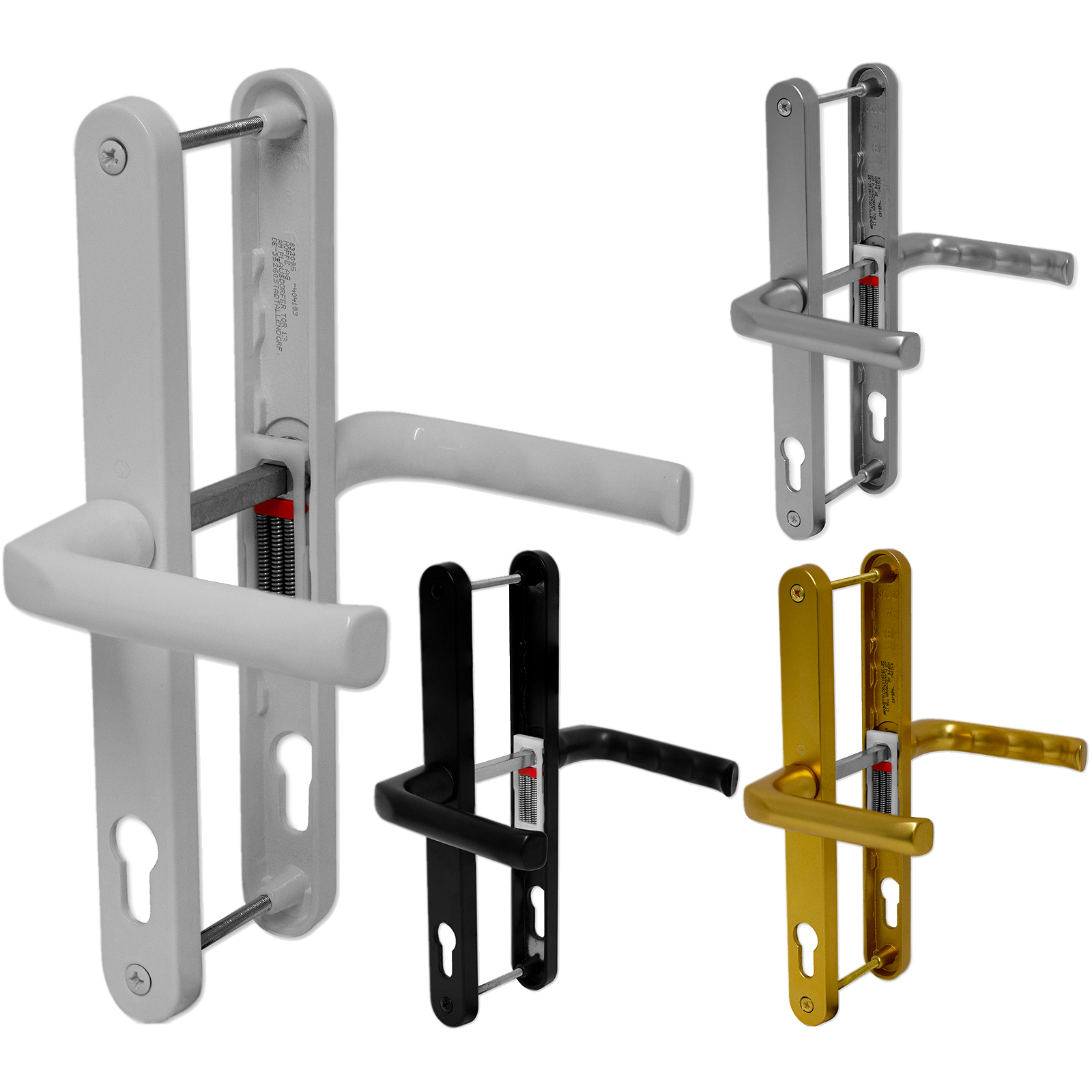 uPVC Door Handle Hoppe London 92mm PZ 240mm Screw Centres Sprung Lever