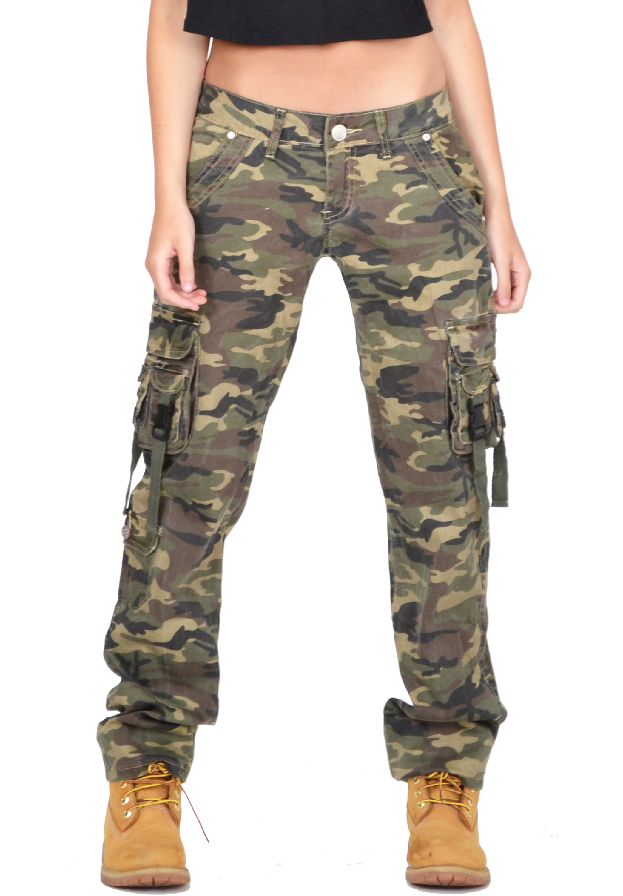 Ladies Womens Army Military Green Camouflage Cargo Pants Jeans Combat ...