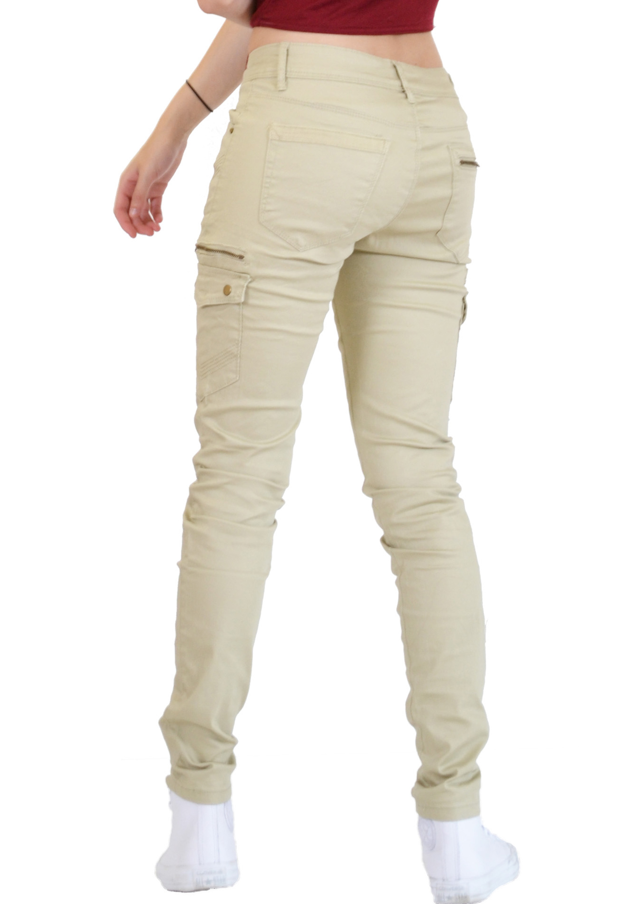 New Ladies Womens Slim Fitted Stretch Combat Jeans Pants Skinny Cargo ...