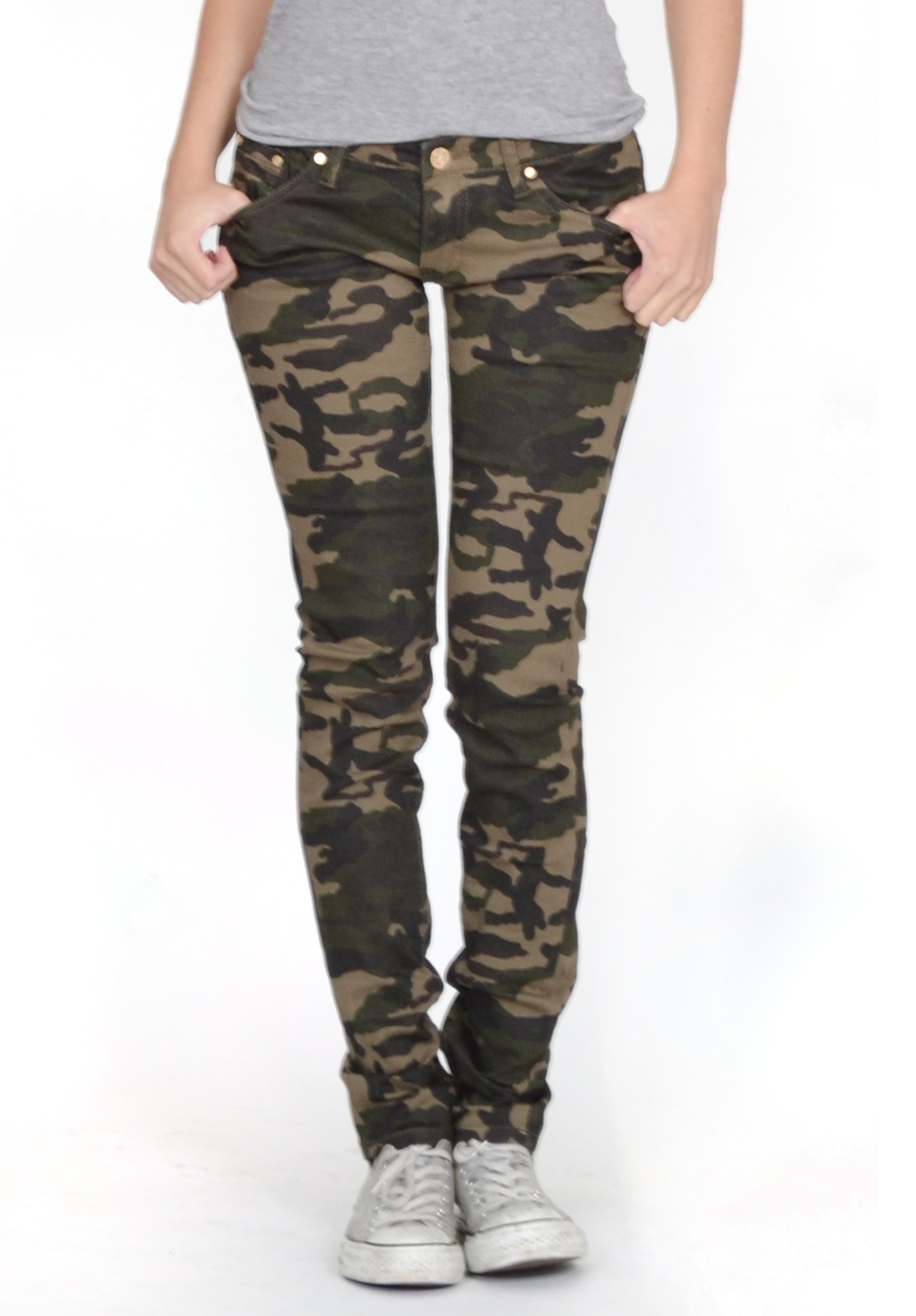 Army Military Dark Green Camouflage Skinny Slim Fitted Stretch Jeans ...