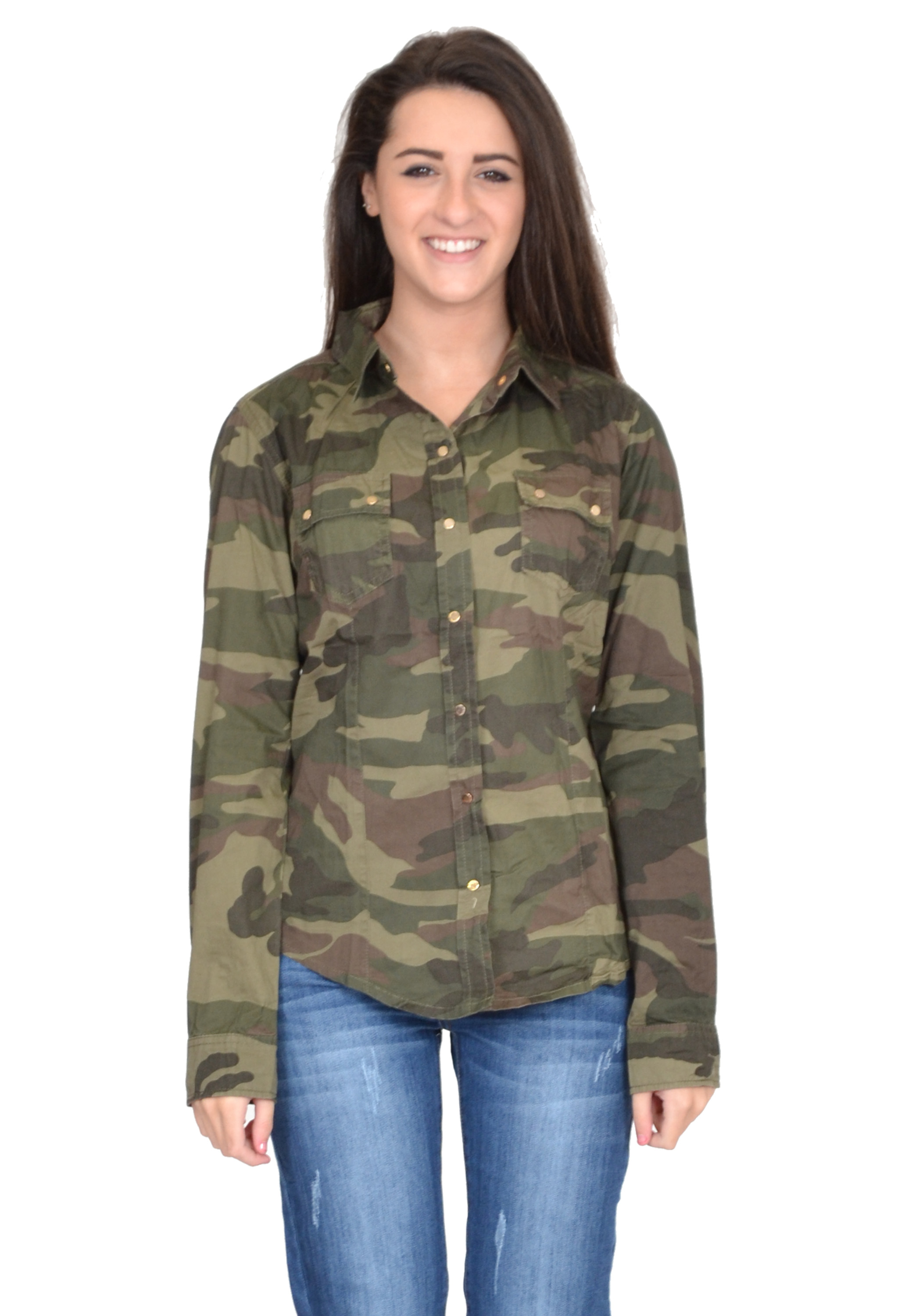 New Ladies Womens Army Military Green Camouflage Long Sleeve Loose ...