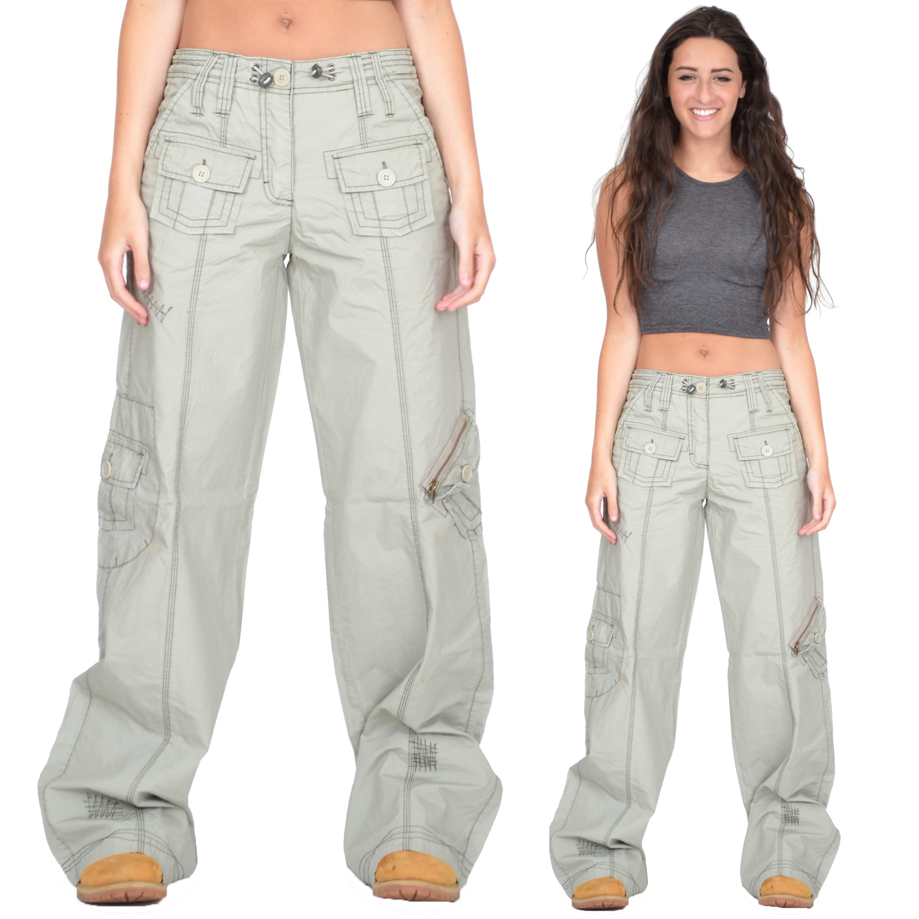 New Baggy Wide Leg Loose Lightweight Combat Trousers Cargo Pants *SMALL ...