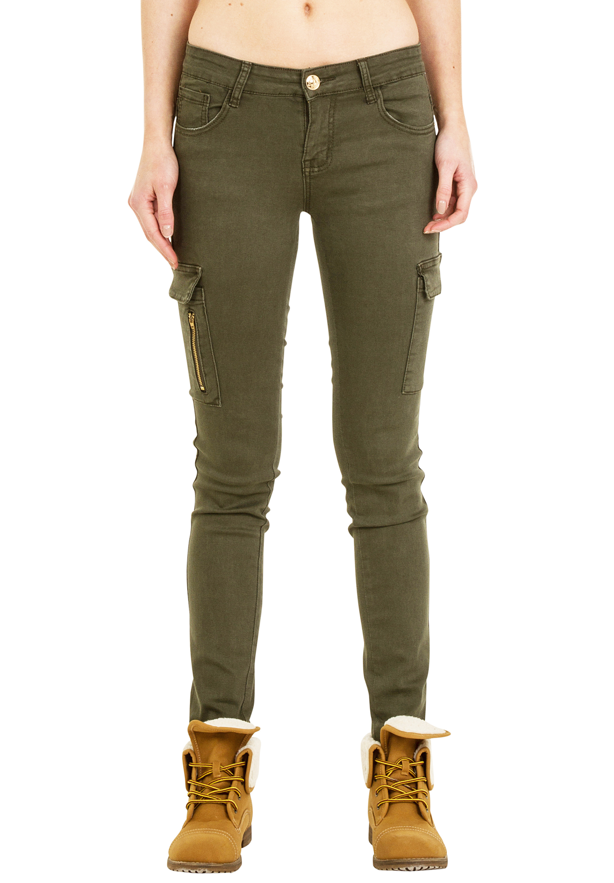 UK 4-12 Dark Green Slim Skinny Stretch Cargo Pants Combat Trousers *sml ...