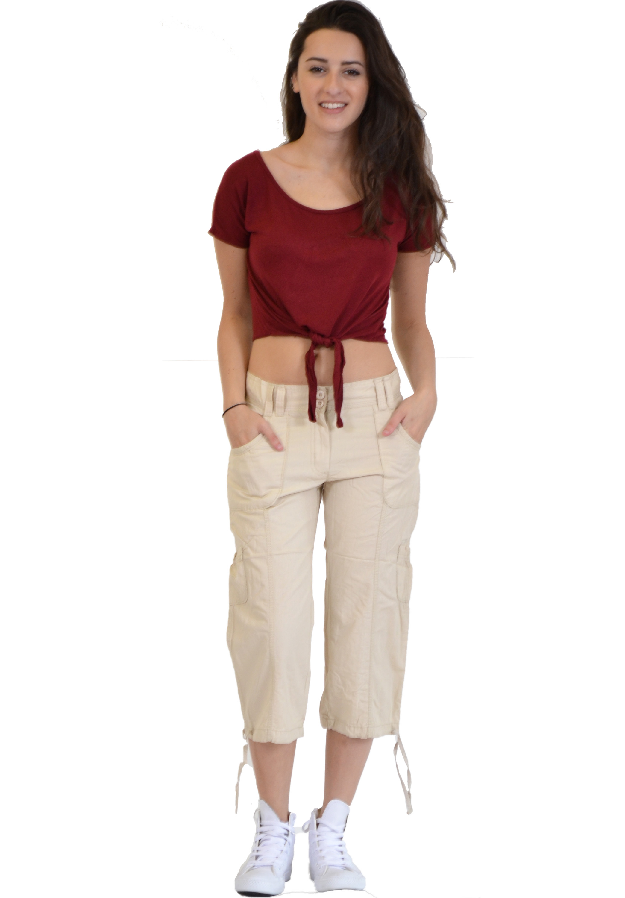 cotton womens cargo capris