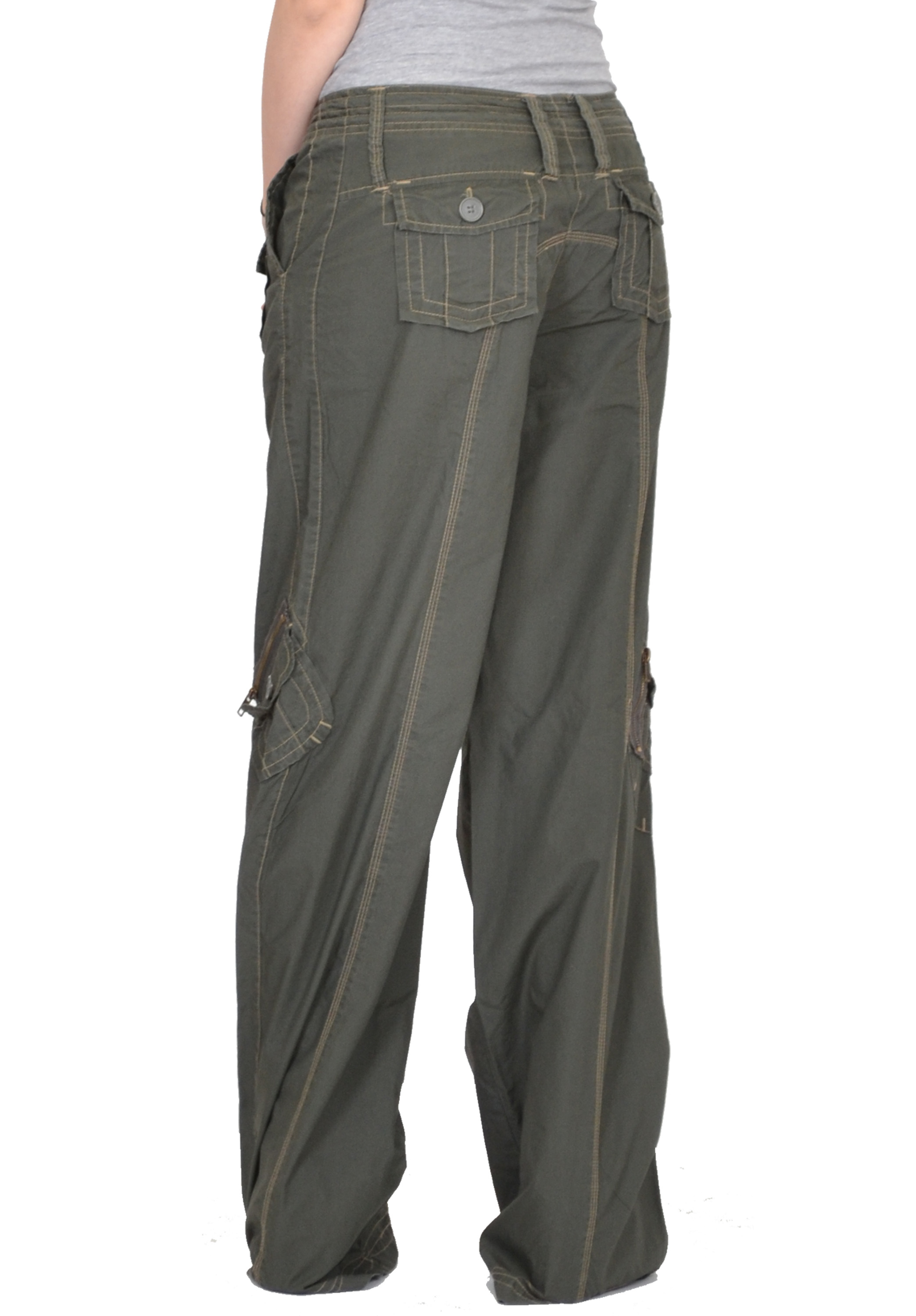 New Ladies Womens Baggy Wide Leg Loose Lightweight Combat Trousers ...
