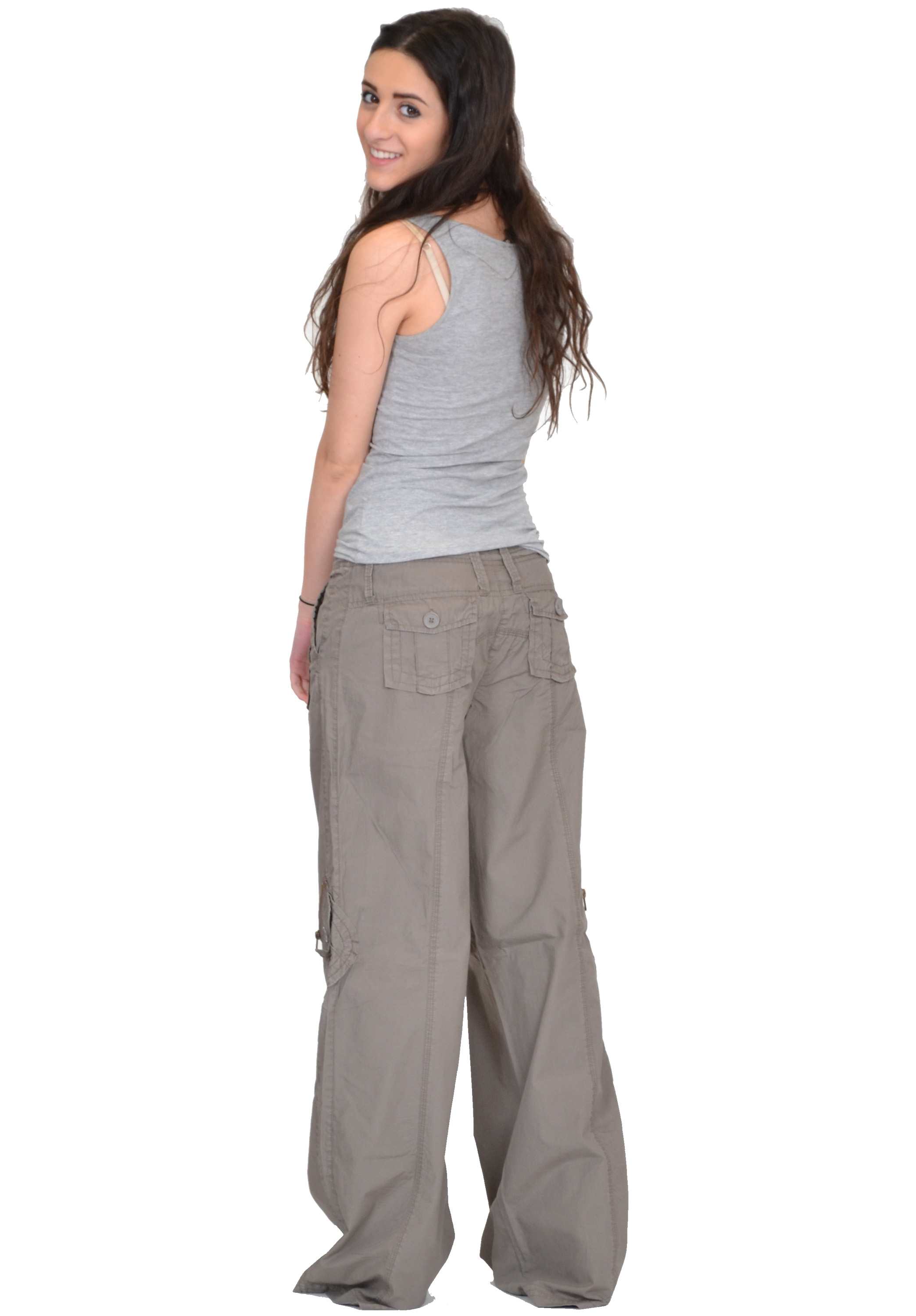 New Ladies Womens Baggy Wide Leg Loose Lightweight Combat Trousers ...
