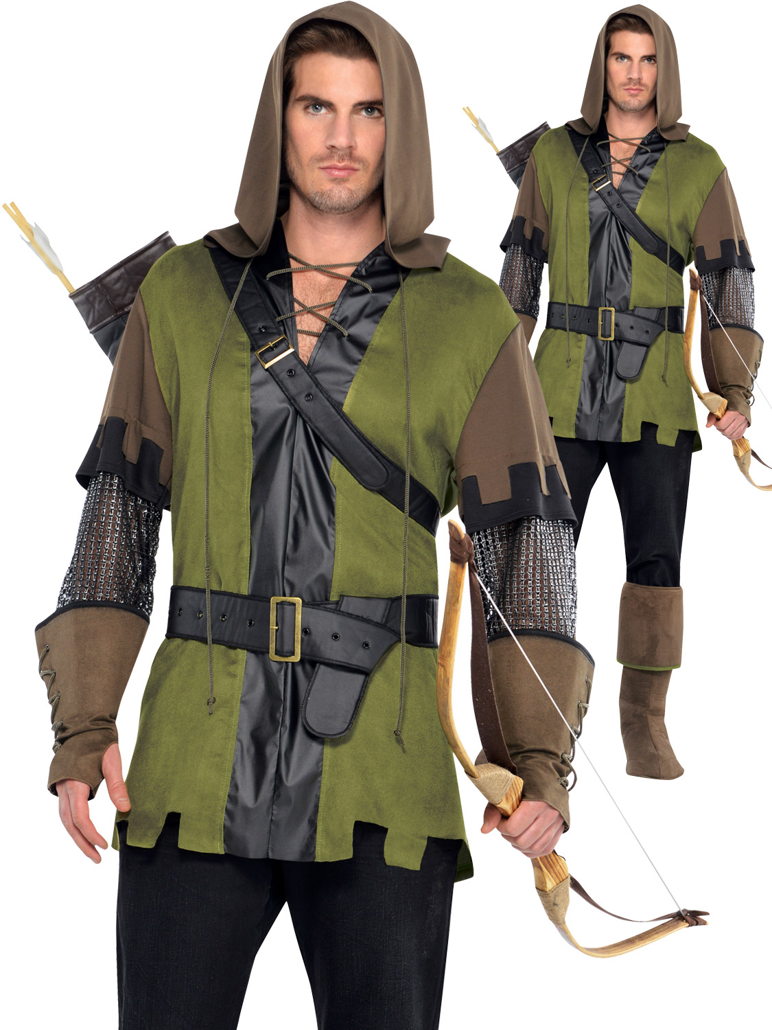 Mens Robin Hood Costume Adult Prince of Thieves Fancy Dress Medieval ...