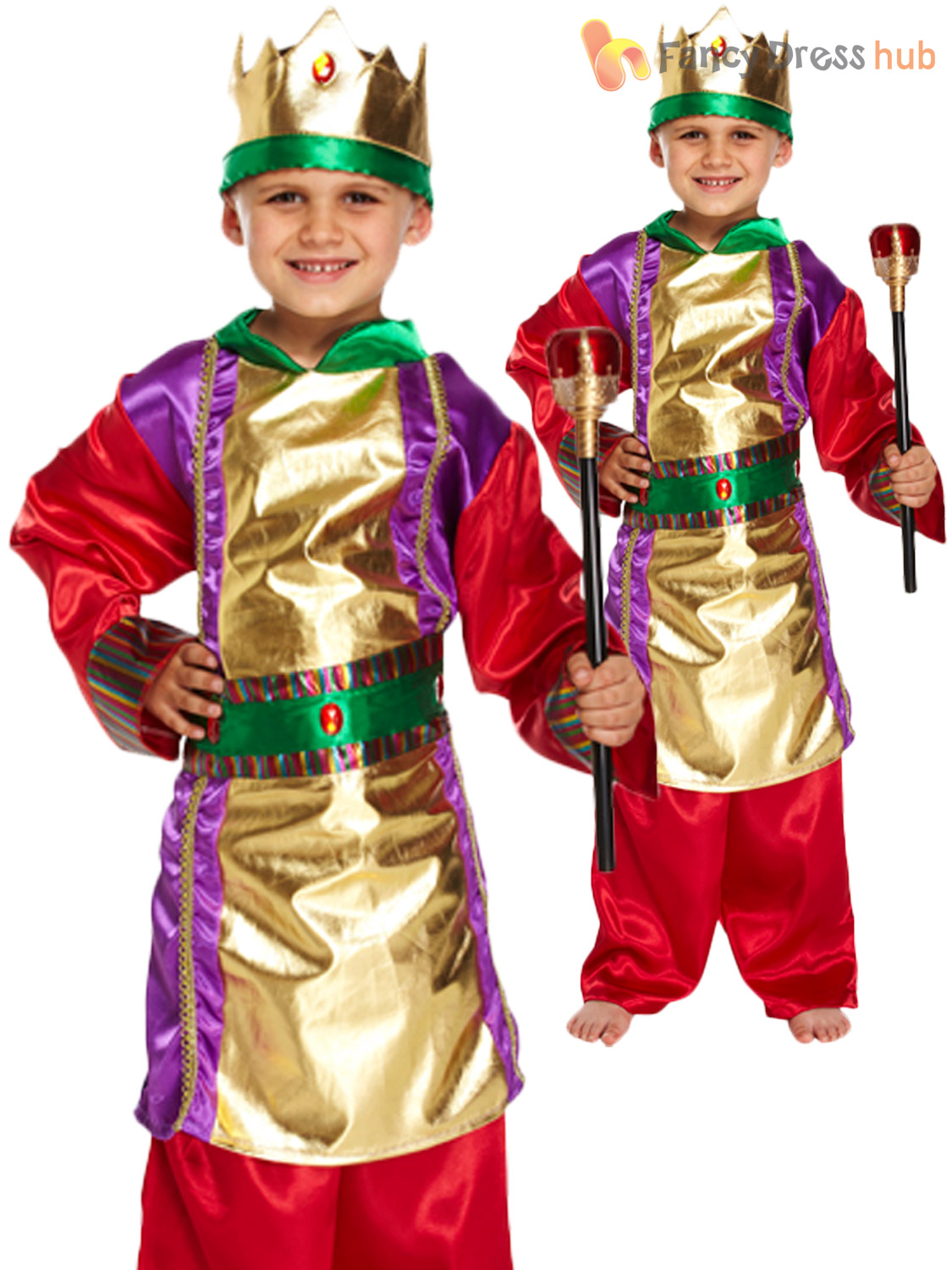 Kids Childs Boys King Wise Man Fancy Dress Costume Nativity Play Christmas Xmas 