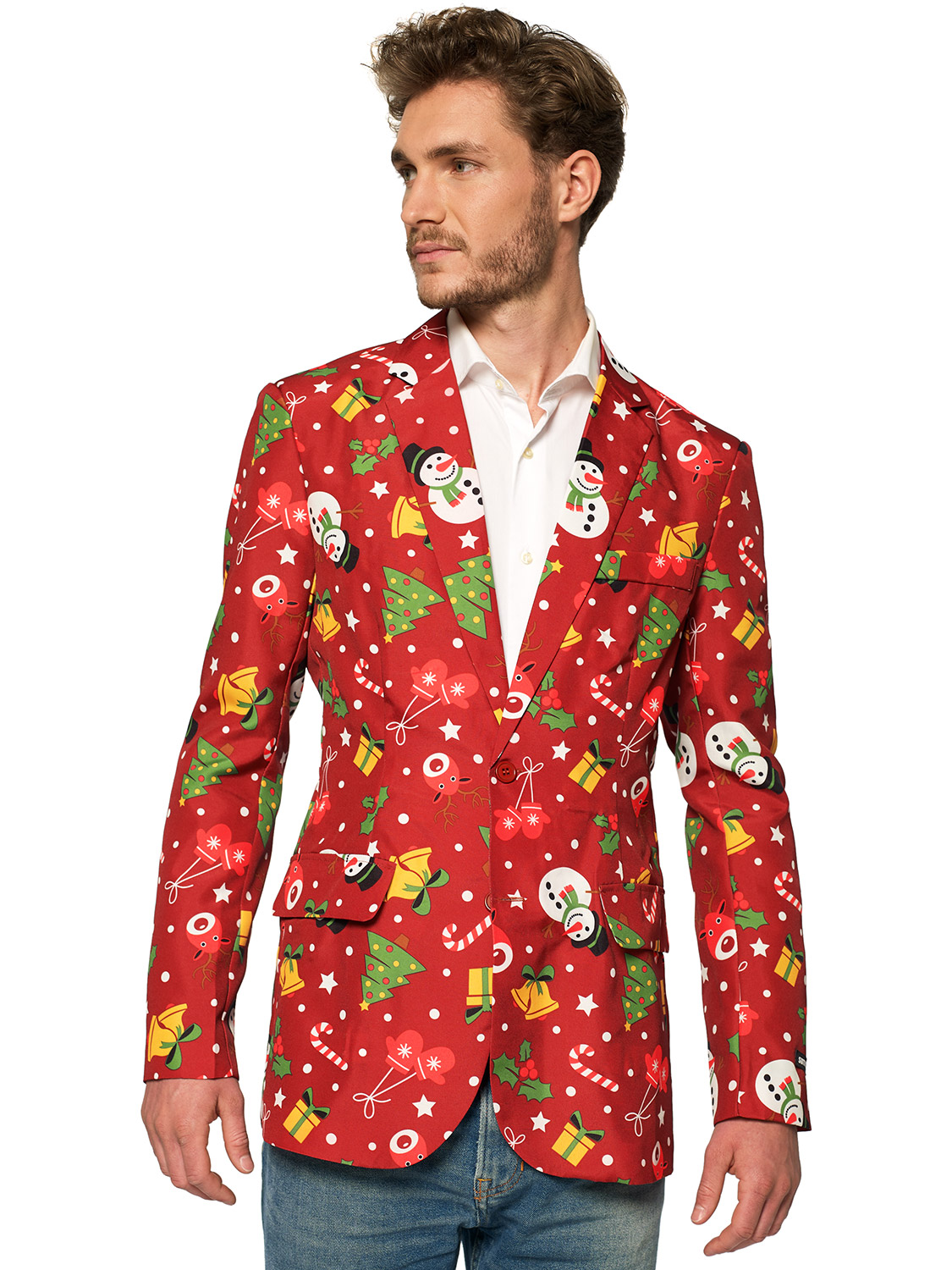 Mens Christmas Light Up Suitmeister Jacket Xmas Party Fun Fancy Dress