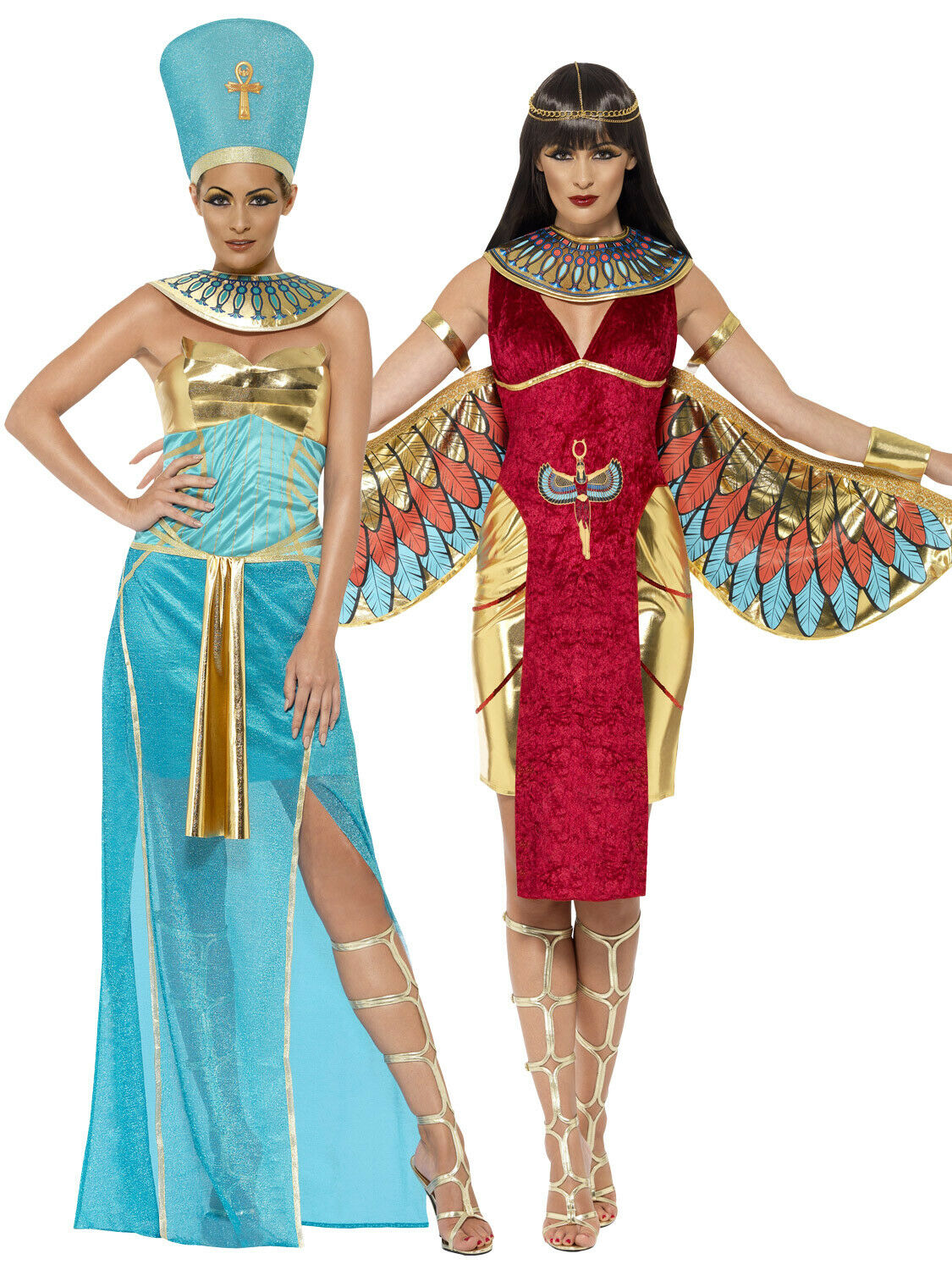 Ladies Egyptian Queen Goddess Isis Ancient Egypt Cleopatra Costume Fancy Dr...