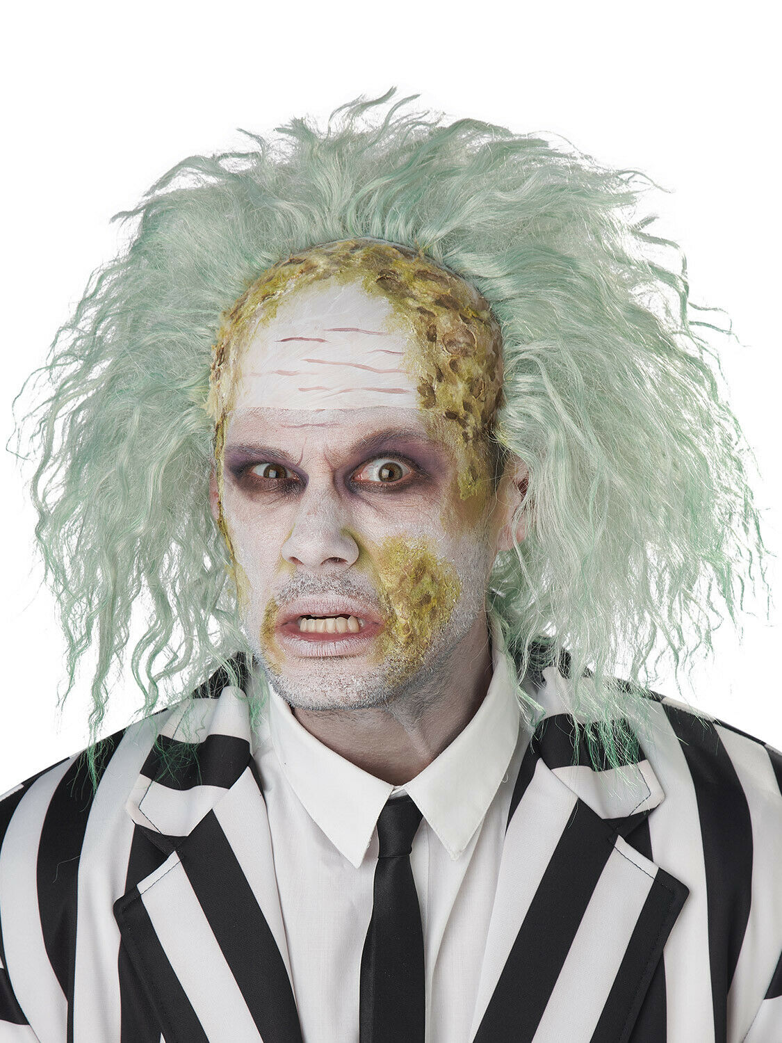 Colorful Men's Head Bald Cap With Hair Circus Evil Clown Men Cosplay Costume Wig 