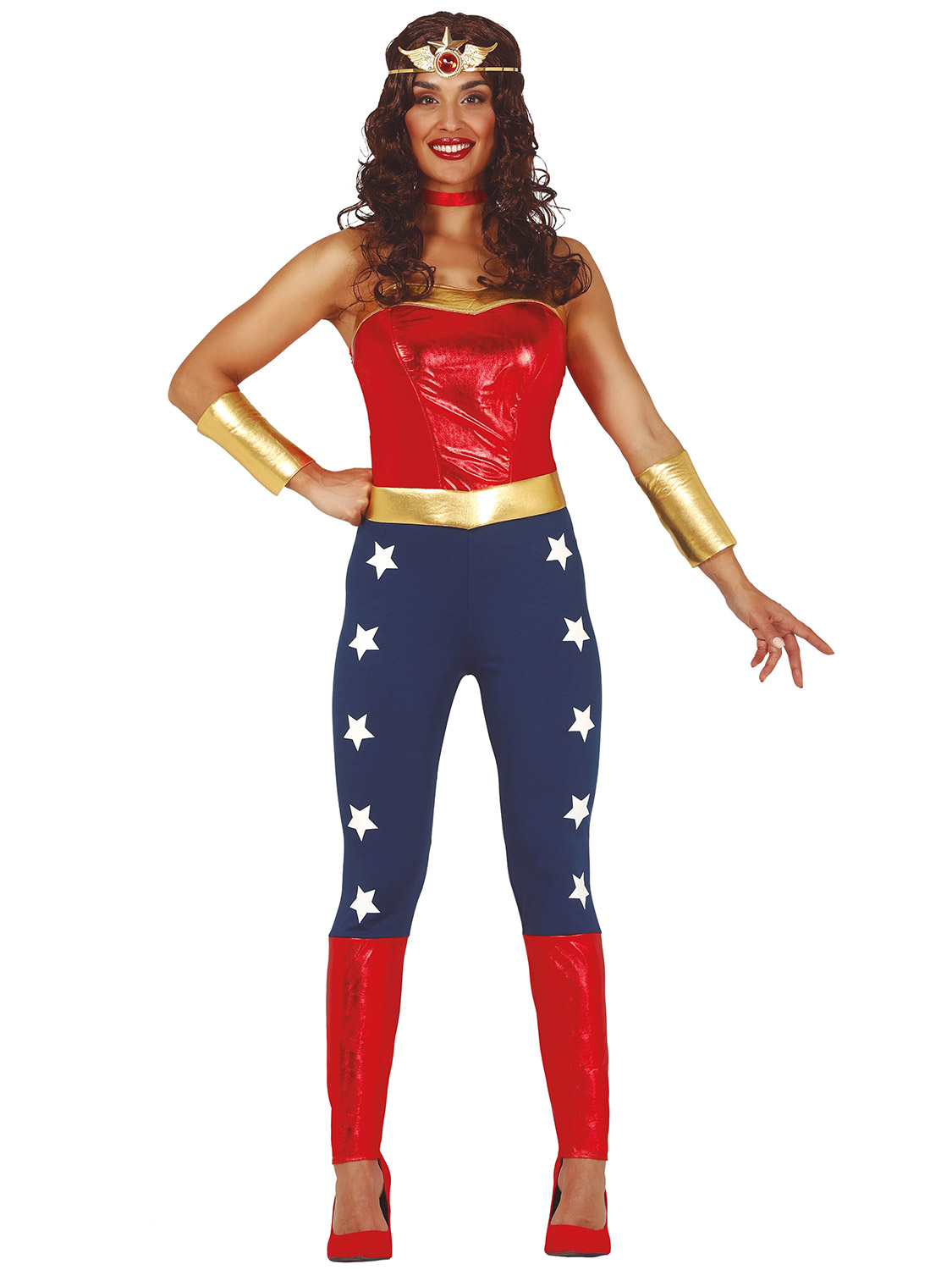 LADIES SUPERHERO COSTUME Cartoon Wonder Woman Captain Fancy Dress ...