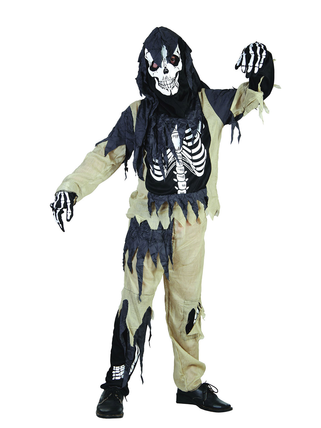 Boys ROTTEN SKELETON ZOMBIE Scary Halloween Horror Fancy Dress Costume Age 3-13 