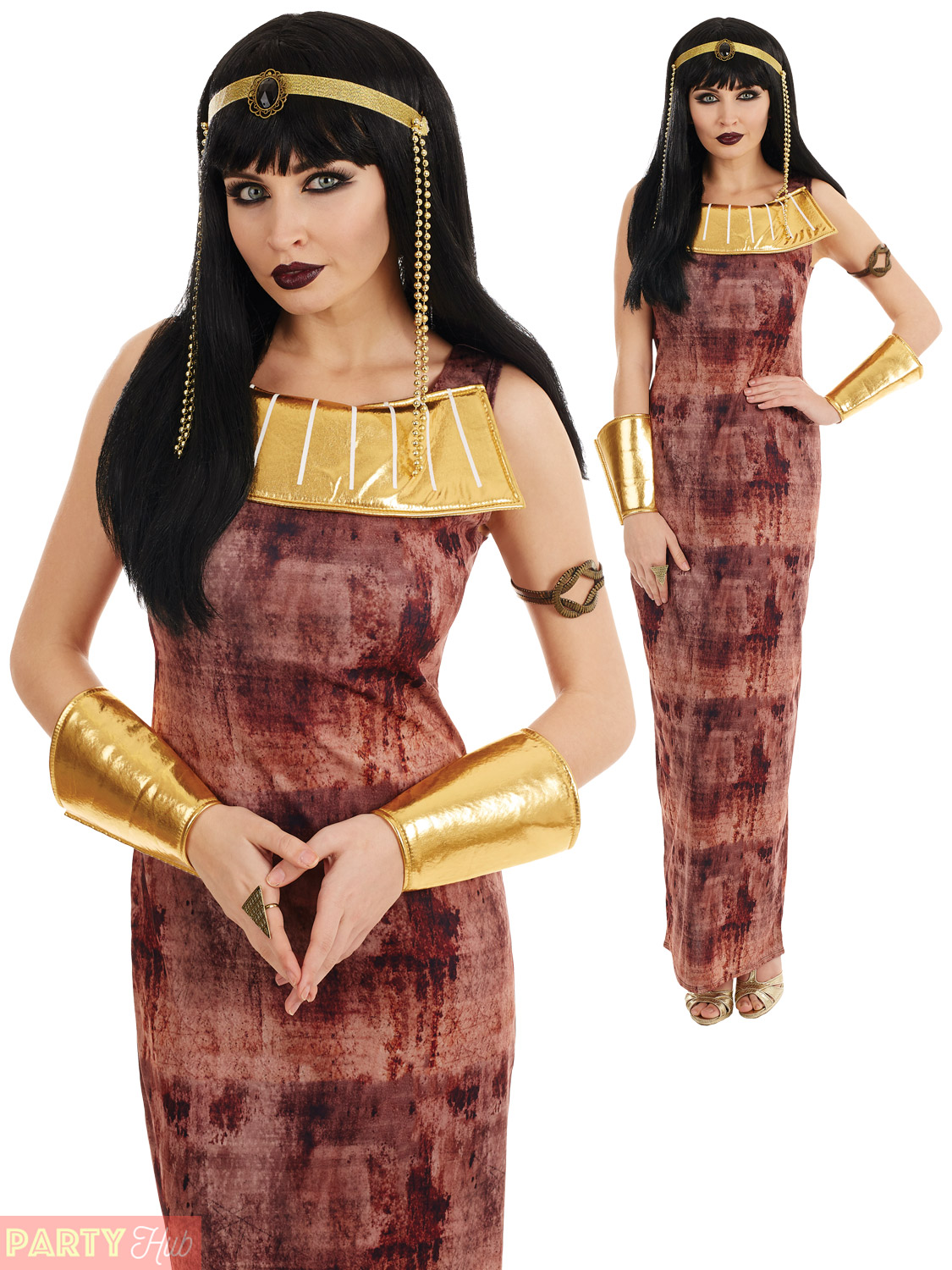 Ladies Dark Cleopatra Egyptian Queen Historical Fancy Dress Costume Outfit