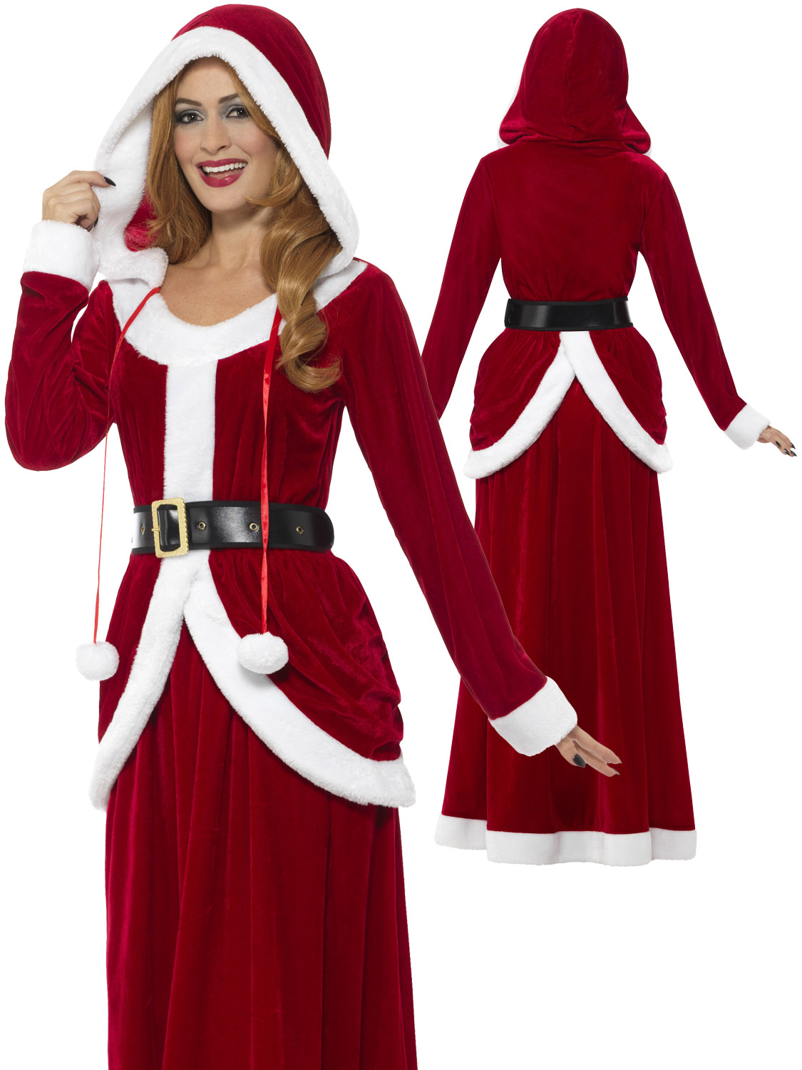 Ladies Deluxe Miss Claus Mrs Santa Long Fancy Dress Costume Christmas Outfit Ebay