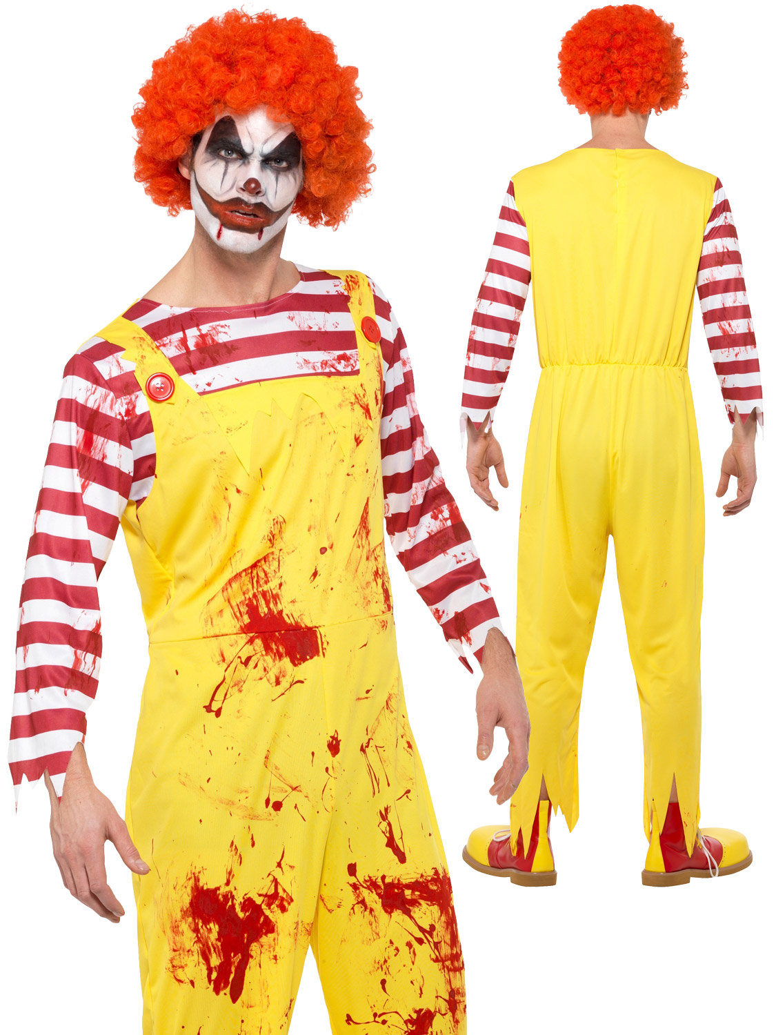 Men-Killer-Clown-Costume-Halloween-Scary-Ronald-McDonald-Yellow-Fancy-Dress...