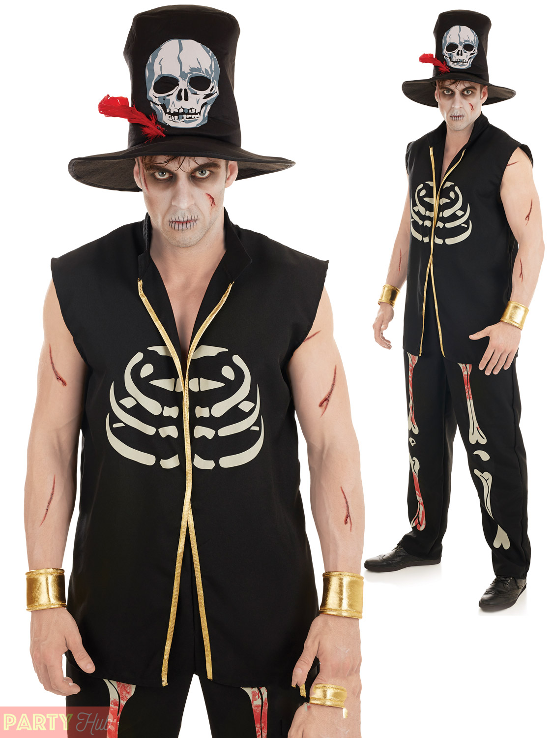 Mens Witch Doctor Halloween Costume Voodoo Fancy Dress & Accessories lot 